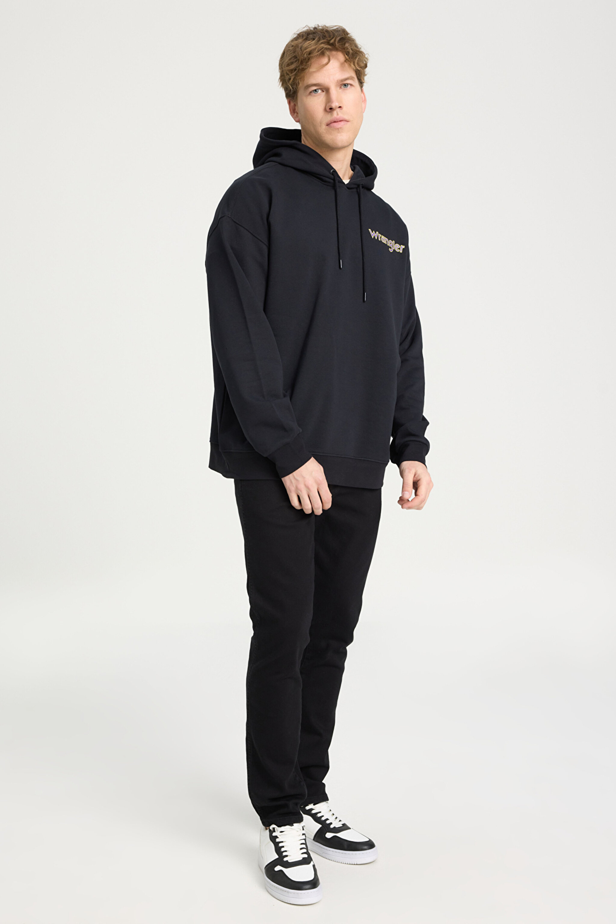 Regular Fit Normal Kesim %100 Pamuk Kapüşonlu Yaka Siyah Sweatshirt - Black-W674I4100 (görsel 3)