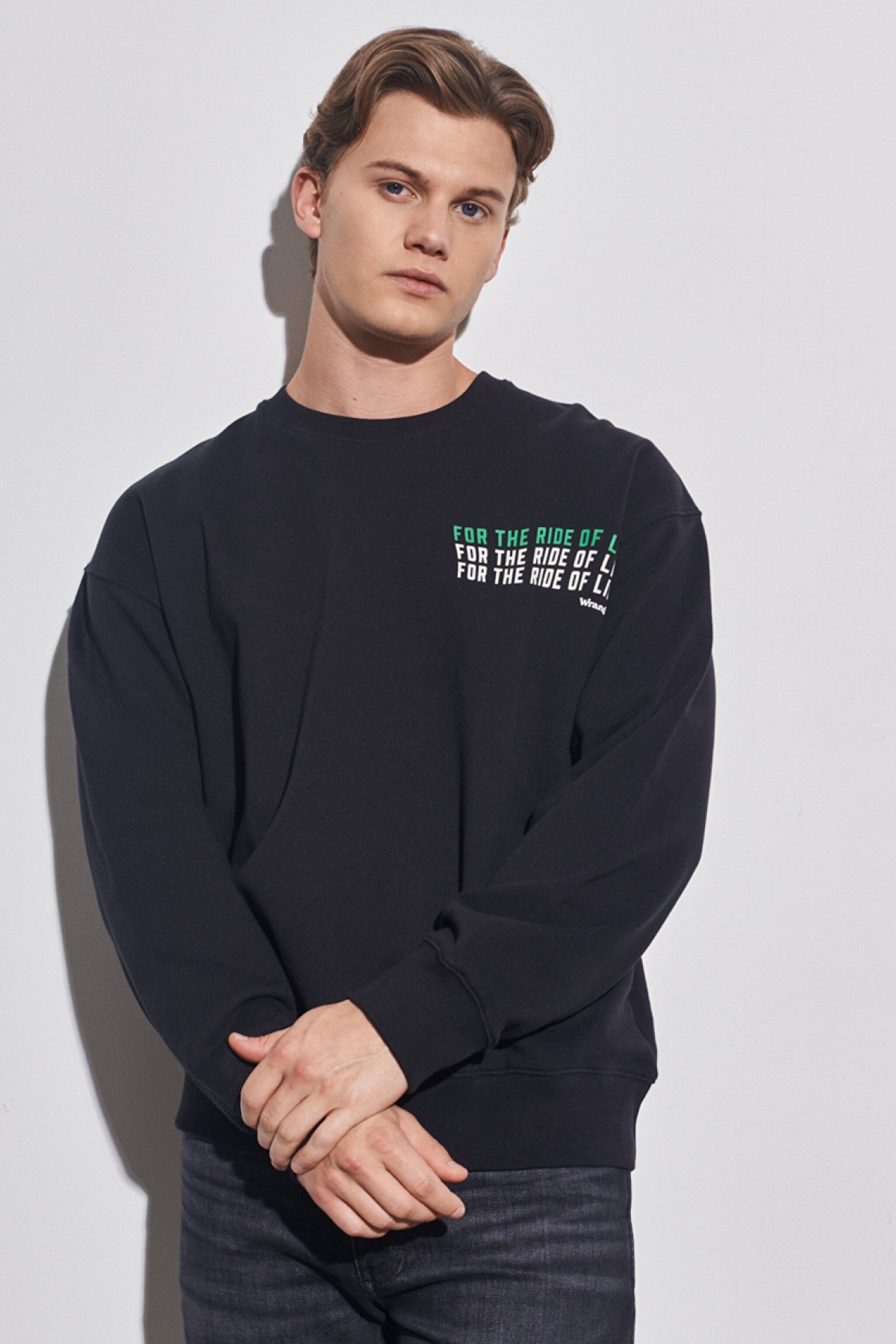 Regular Fit Normal Kesim %100 Pamuk Bisiklet Yaka Siyah Sweatshirt - Black-W676I4100 (görsel 3)