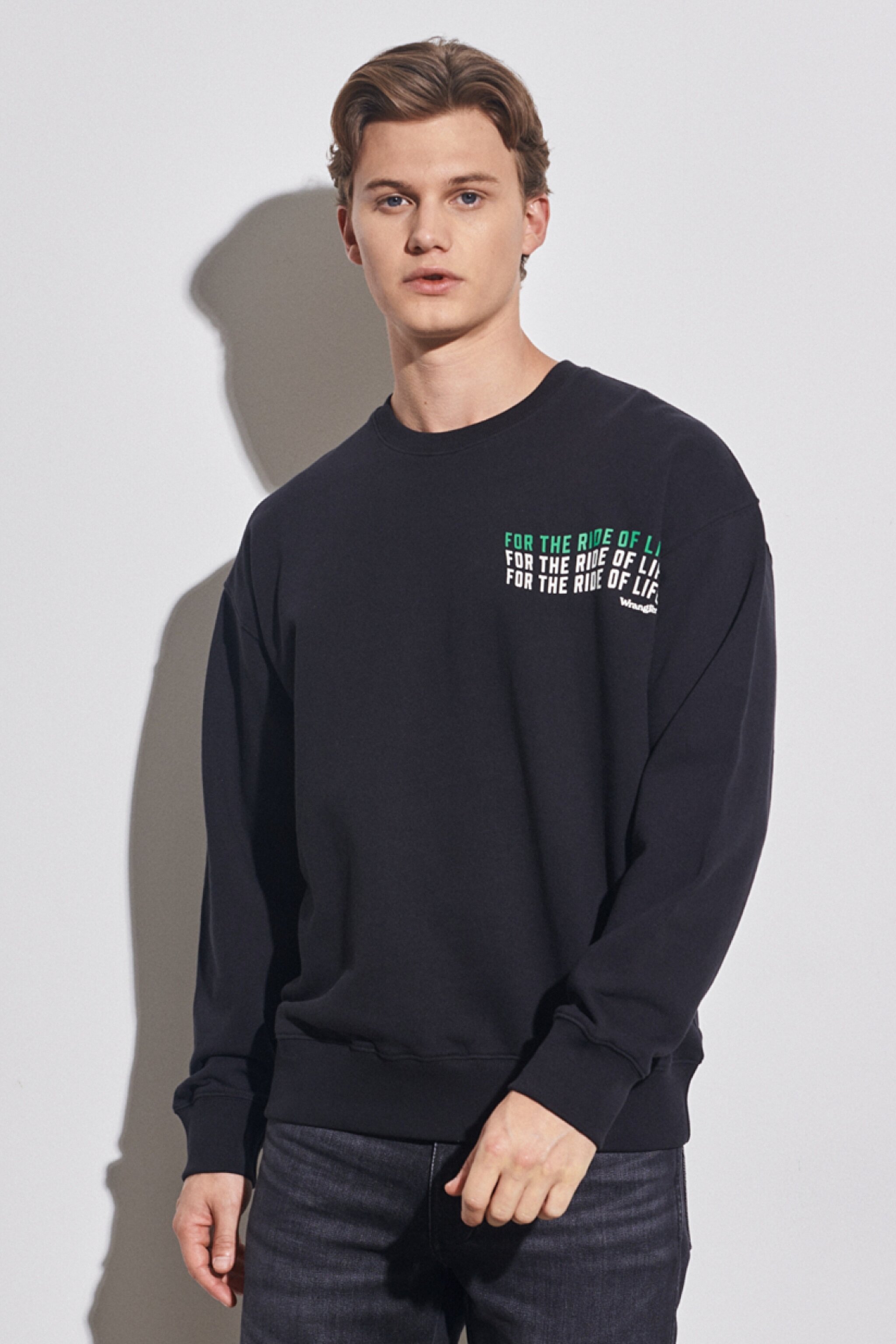 Regular Fit Normal Kesim %100 Pamuk Bisiklet Yaka Siyah Sweatshirt - Black-W676I4100 (görsel 4)