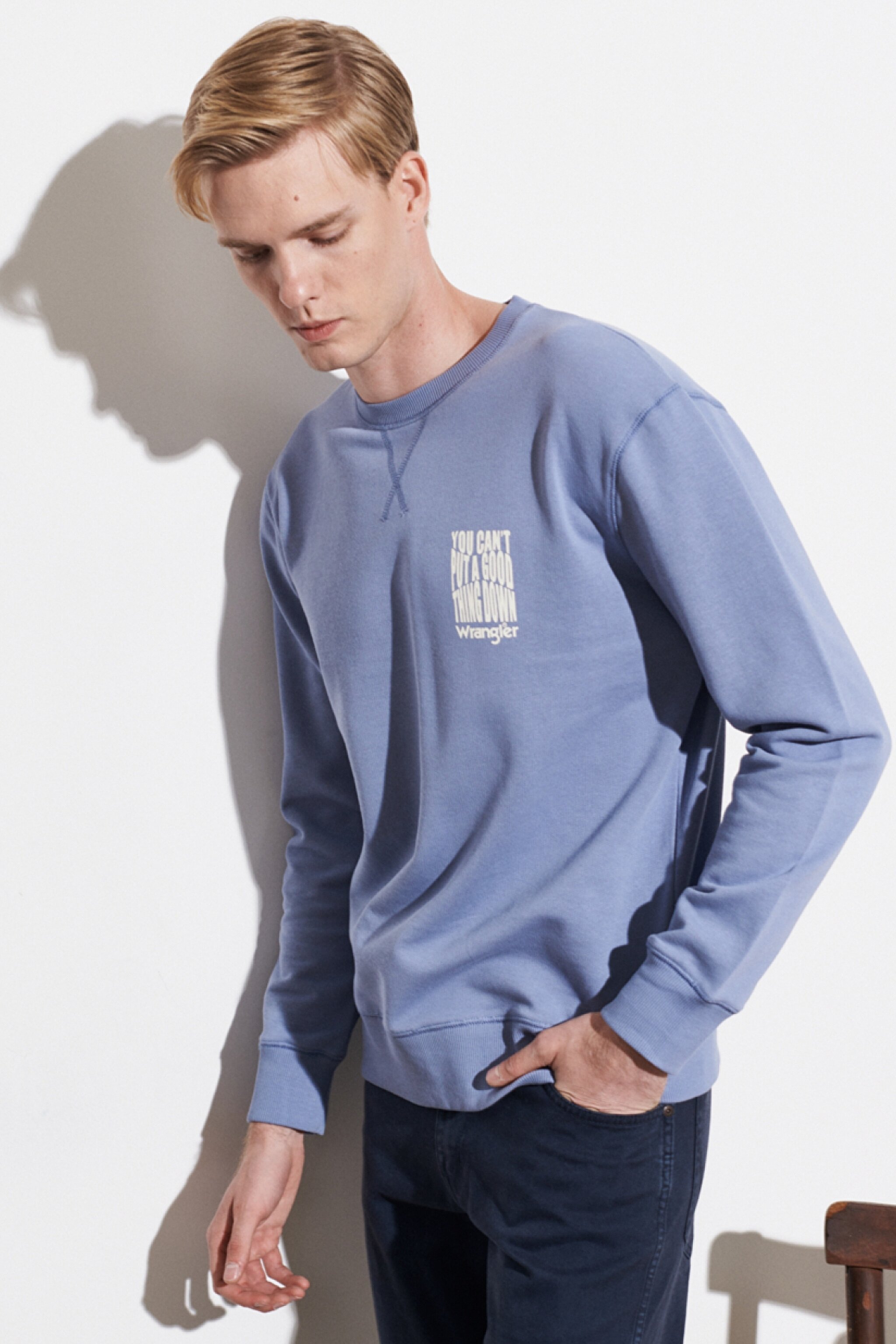 Regular Fit Normal Kesim %100 Pamuk Bisiklet Yaka Sweatshirt - Stone Wash Blue-W6D8HAX4Q (görsel 2)