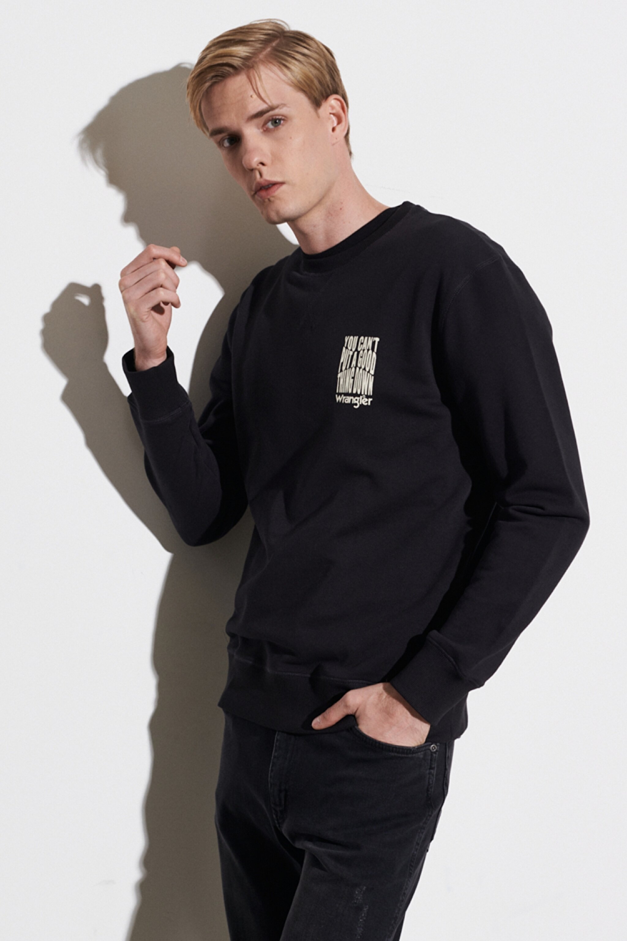 Regular Fit Normal Kesim %100 Pamuk Bisiklet Yaka Siyah Sweatshirt - Faded Black-W6D8HAXV6 (görsel 5)
