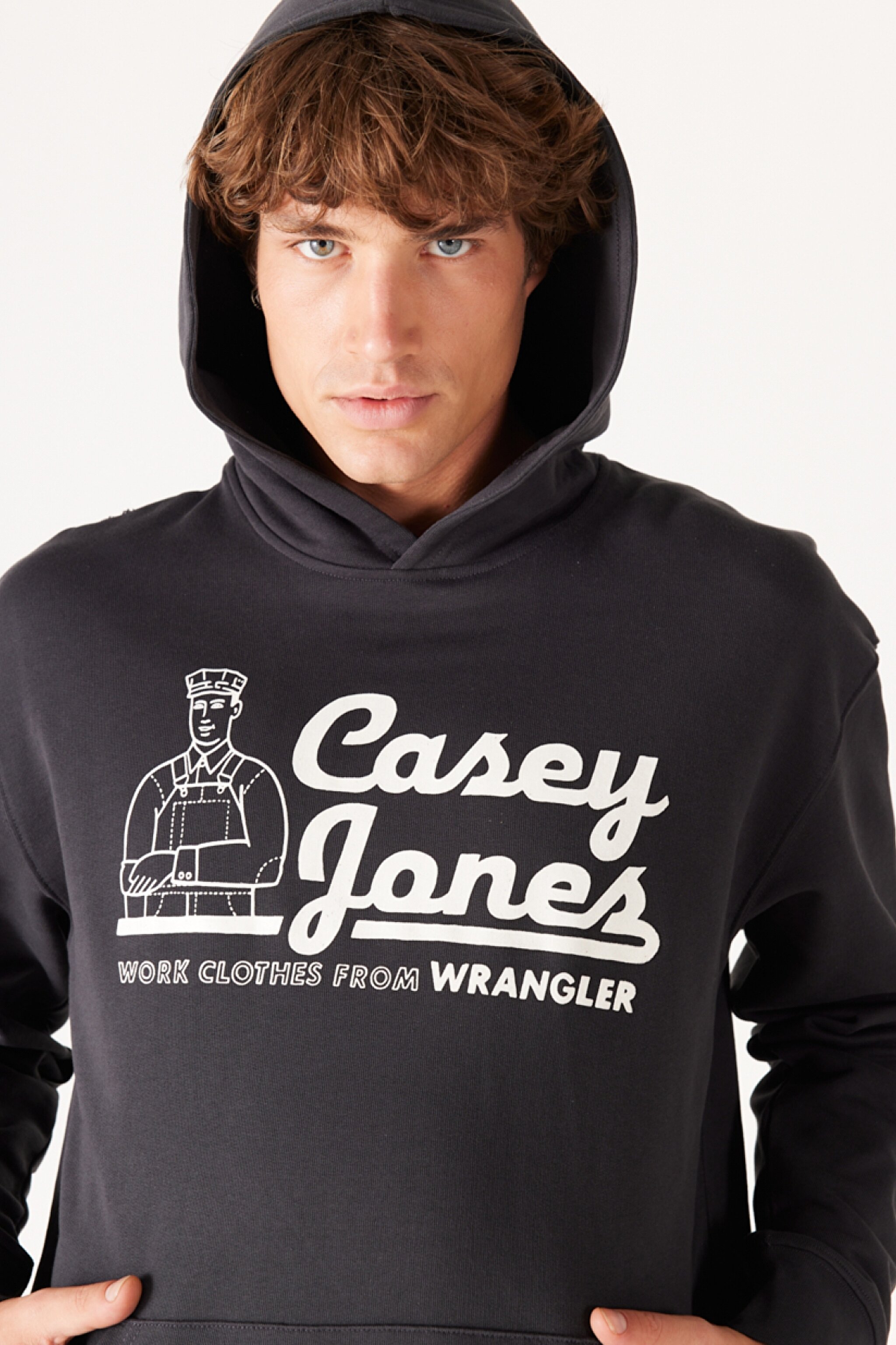 Loose Fit Rahat Kesim %100 Pamuk İçi Polarlı Koyu Gri Sweatshirt - Faded Black-W6H6I3XV6 (görsel 2)