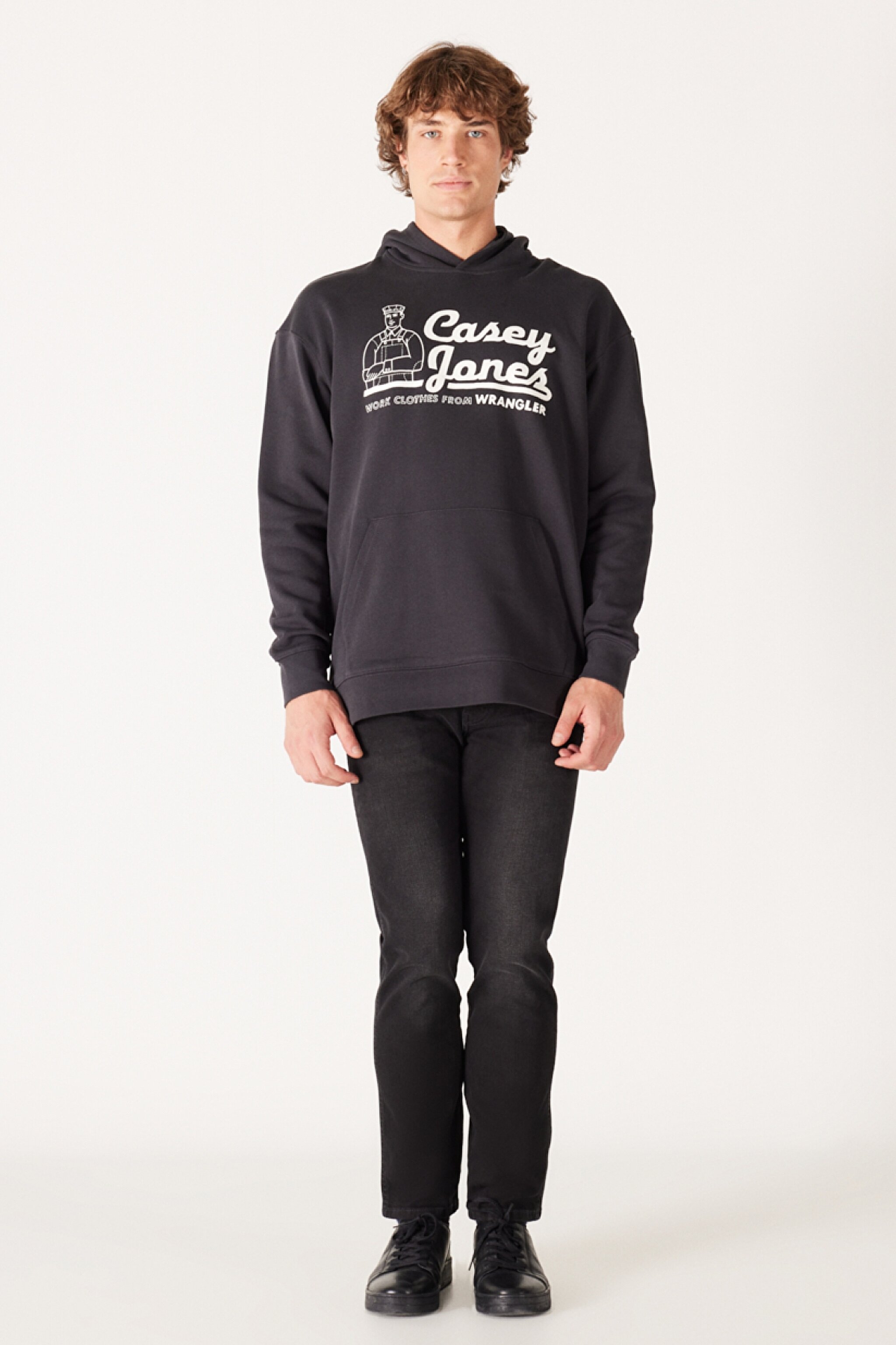 Loose Fit Rahat Kesim %100 Pamuk İçi Polarlı Koyu Gri Sweatshirt - Faded Black-W6H6I3XV6 (görsel 4)
