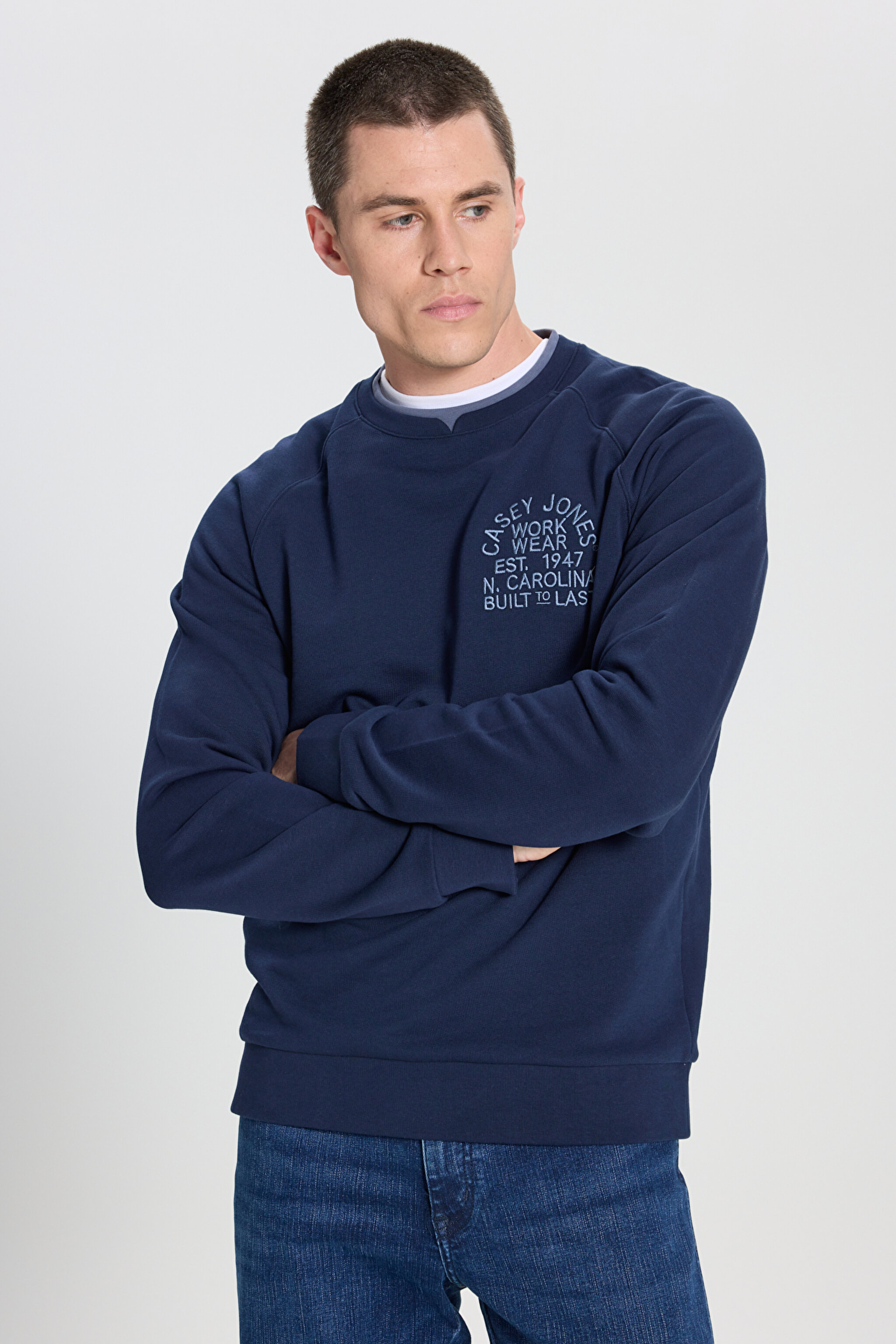 Regular Fit Normal Kesim Bisiklet Yaka %100 Pamuk Lacivert Sweatshirt