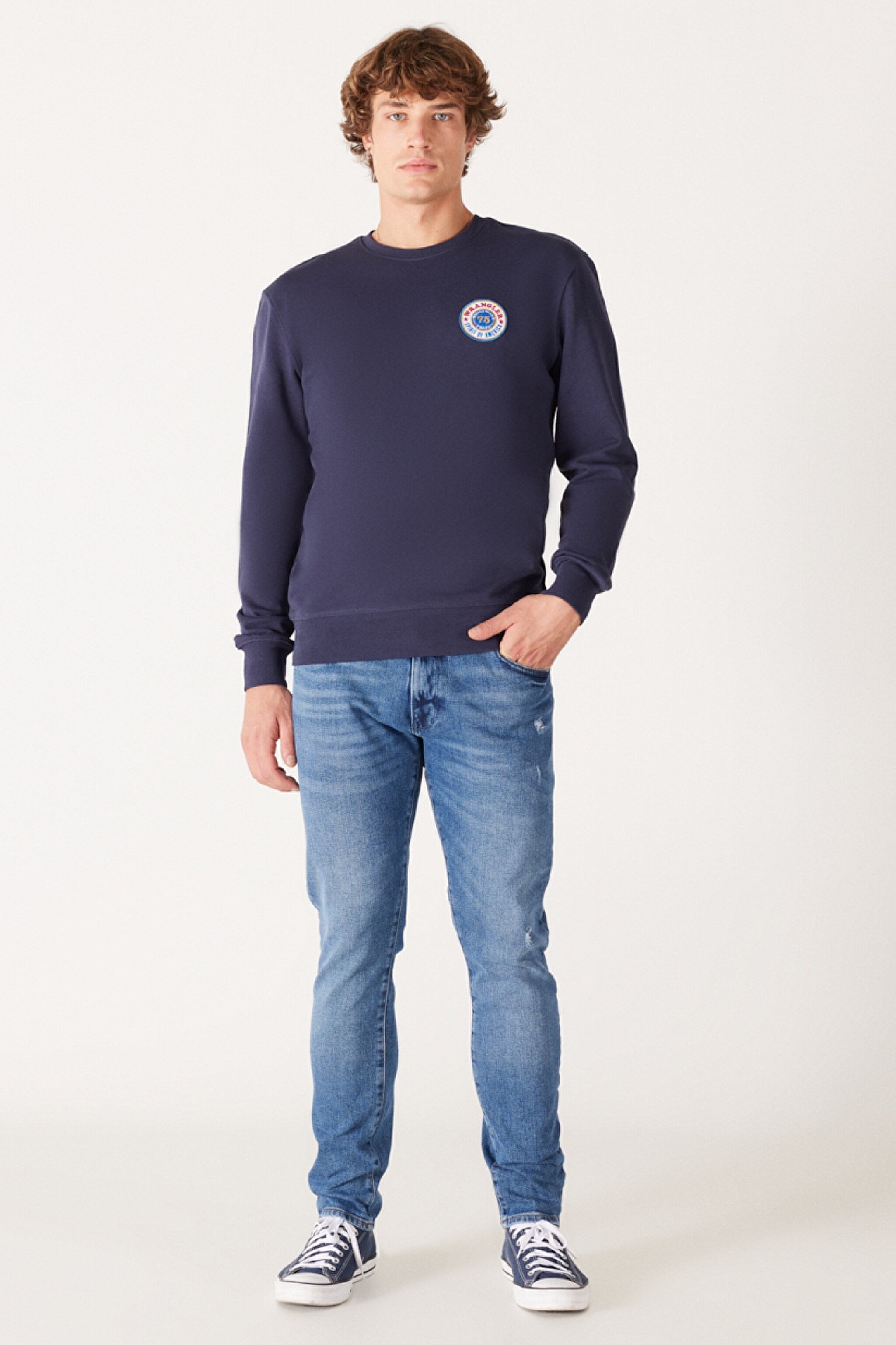 Regular Fit Normal Kesim %100 Pamuk İçi Polarlı Lacivert Sweatshirt - Navy-W6L7I4114 (görsel 4)