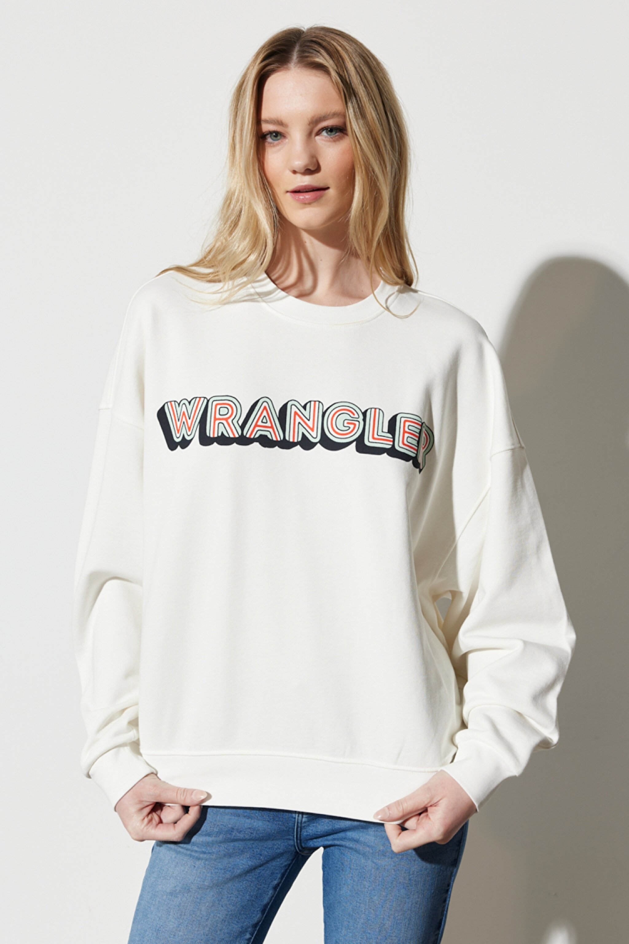 Regular Fit Normal Kesim %100 Pamuk Bisiklet Yaka Beyaz Sweatshirt