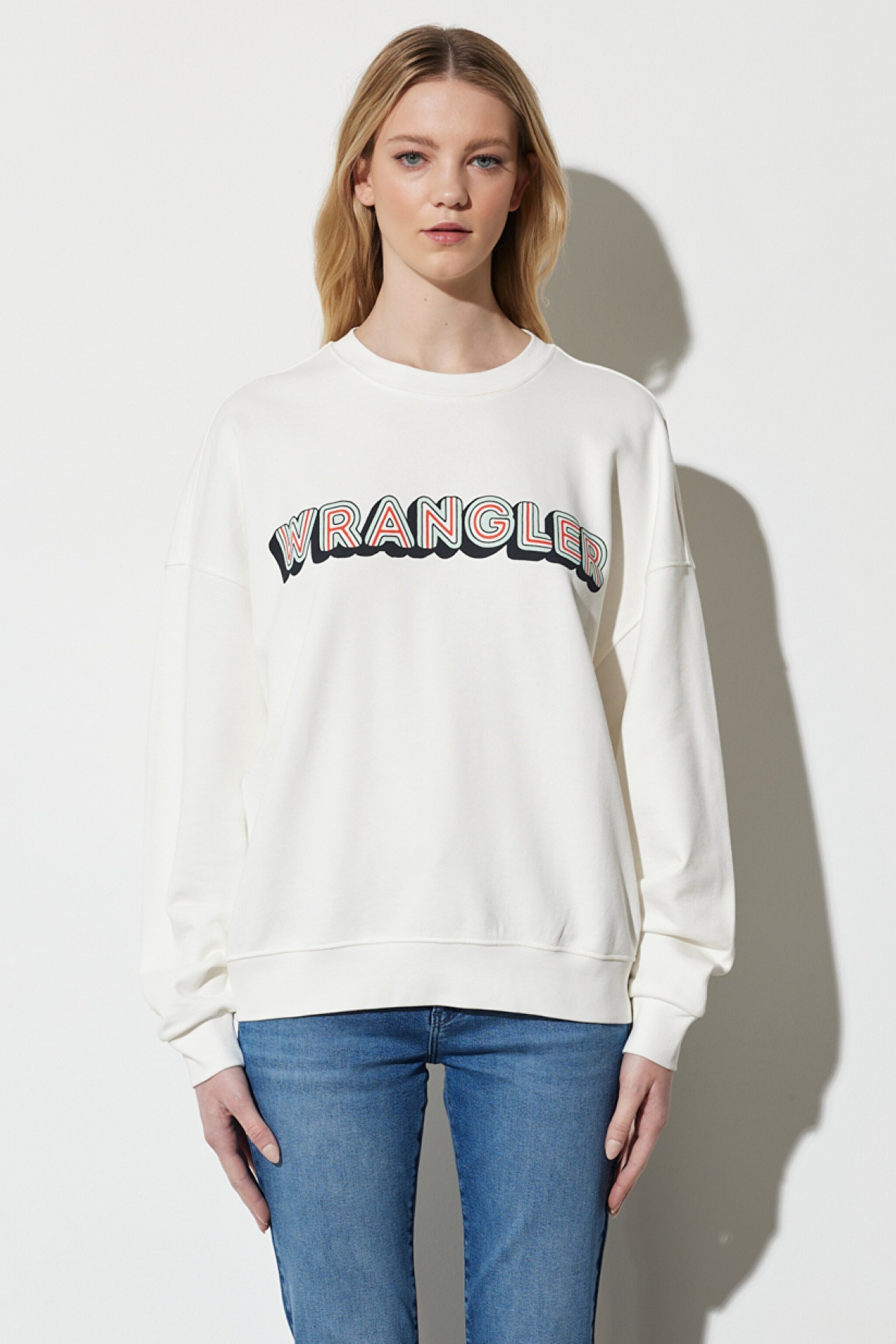 Regular Fit Normal Kesim %100 Pamuk Bisiklet Yaka Beyaz Sweatshirt - White-W6R4HA989 (görsel 2)