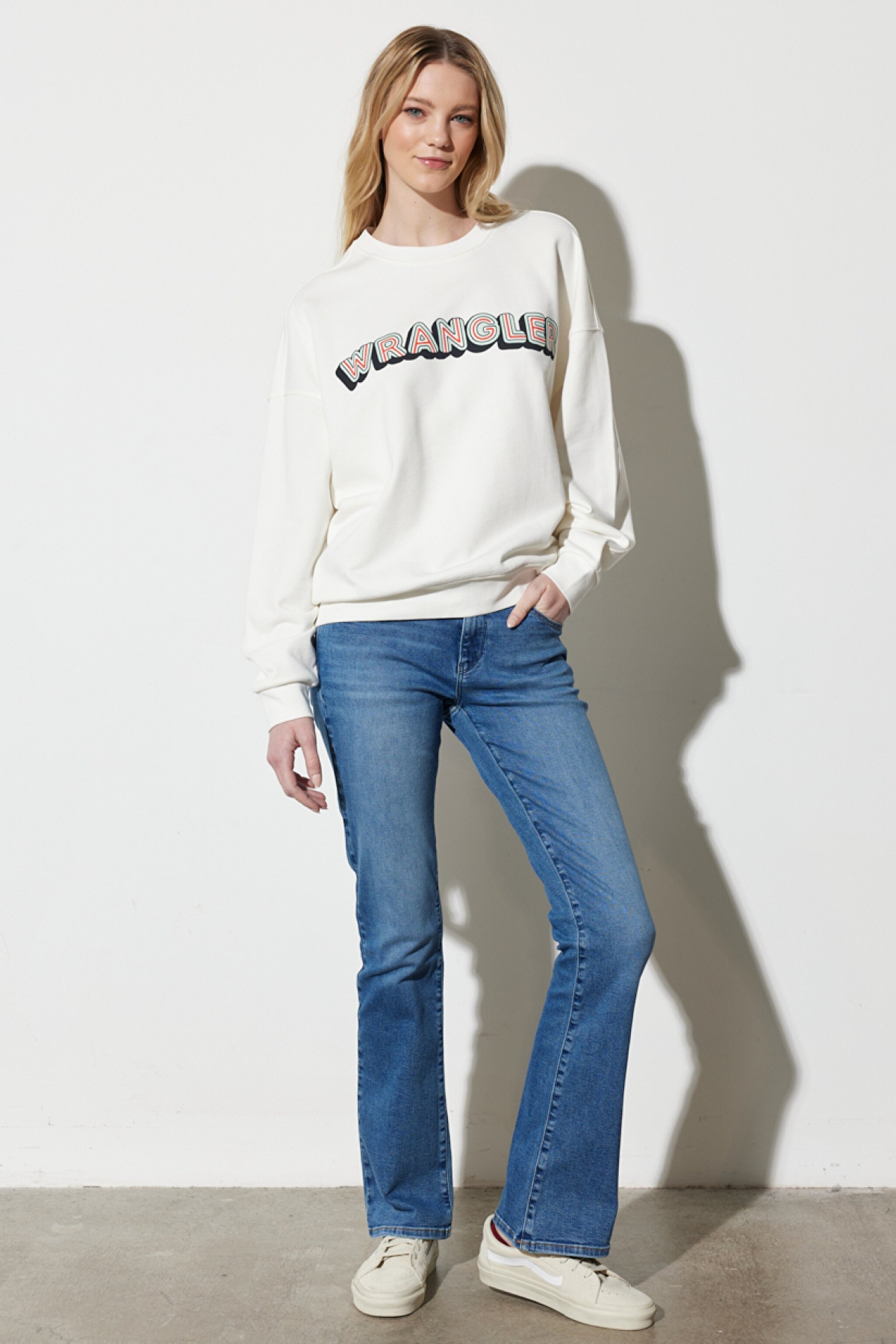 Regular Fit Normal Kesim %100 Pamuk Bisiklet Yaka Beyaz Sweatshirt - White-W6R4HA989 (görsel 6)