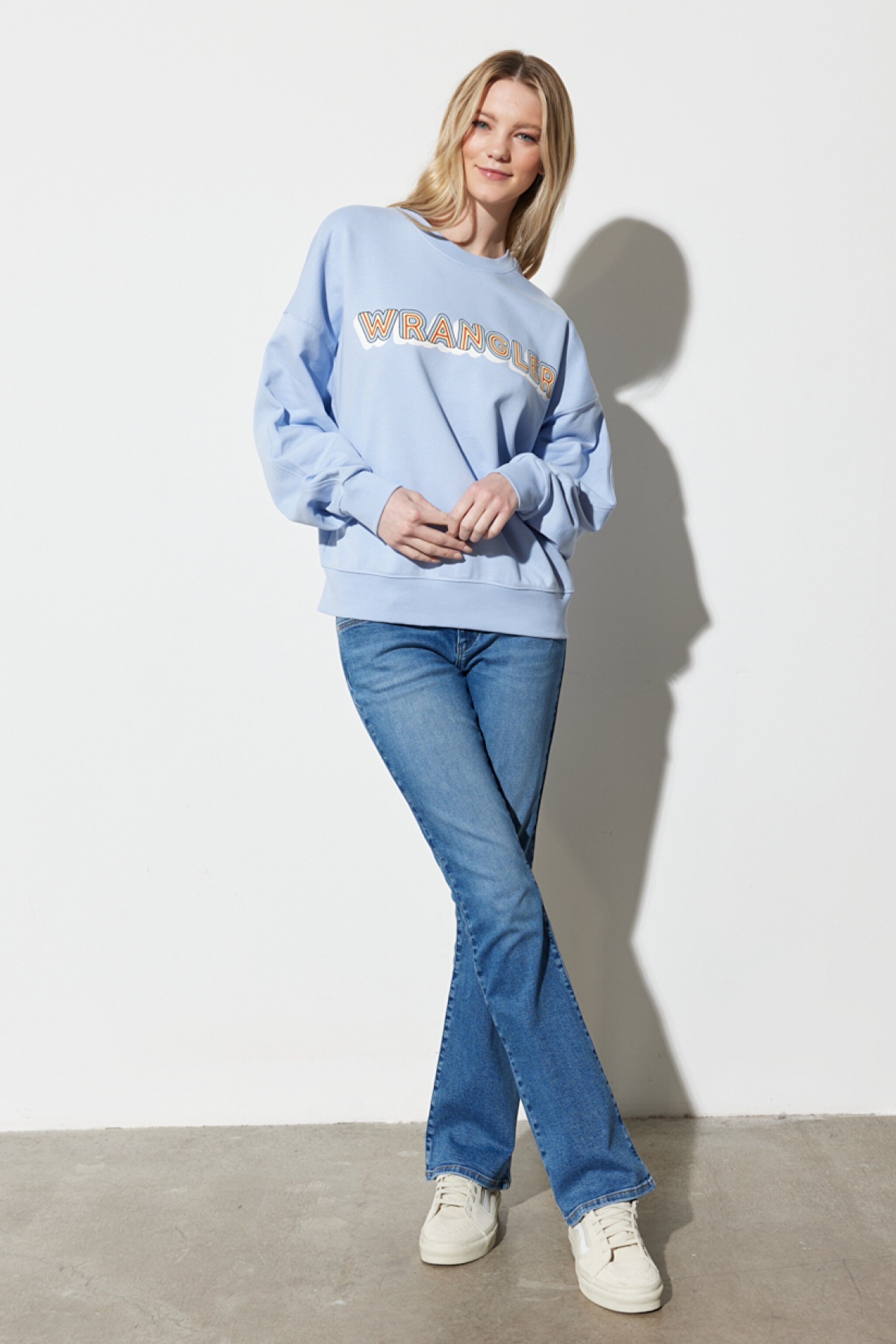 Regular Fit Normal Kesim %100 Pamuk Bisiklet Yaka Mavi Sweatshirt - Brunnera Blue-W6R4HAB23 (görsel 7)
