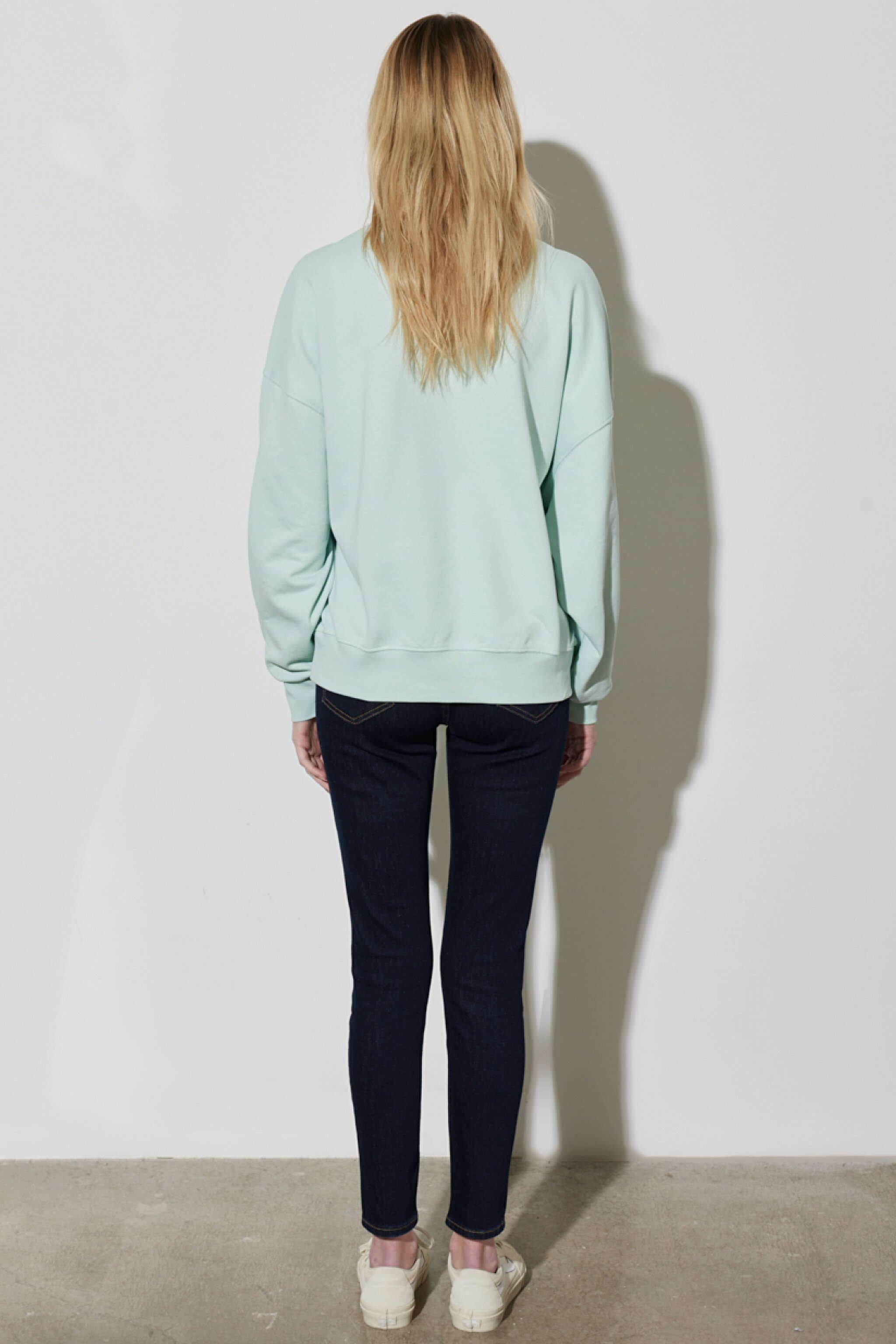 Regular Fit Normal Kesim %100 Pamuk Bisiklet Yaka Mint Yeşili Sweatshirt - Surf Spray-W6R4HAX6U (görsel 5)