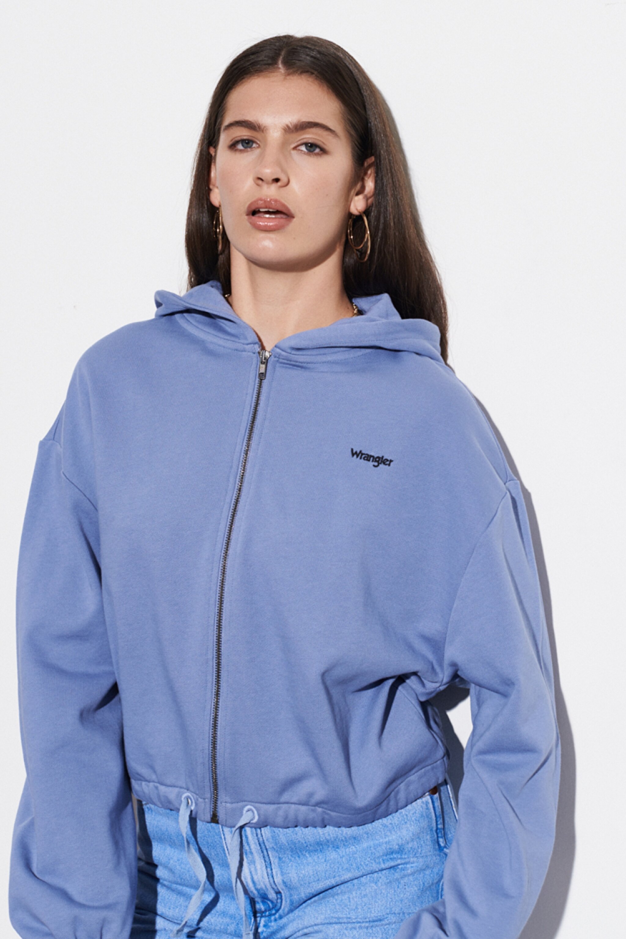 Loose Fit Rahat Kesim %100 Pamuk Tam Fermuarlı Kapüşonlu Sweatshirt