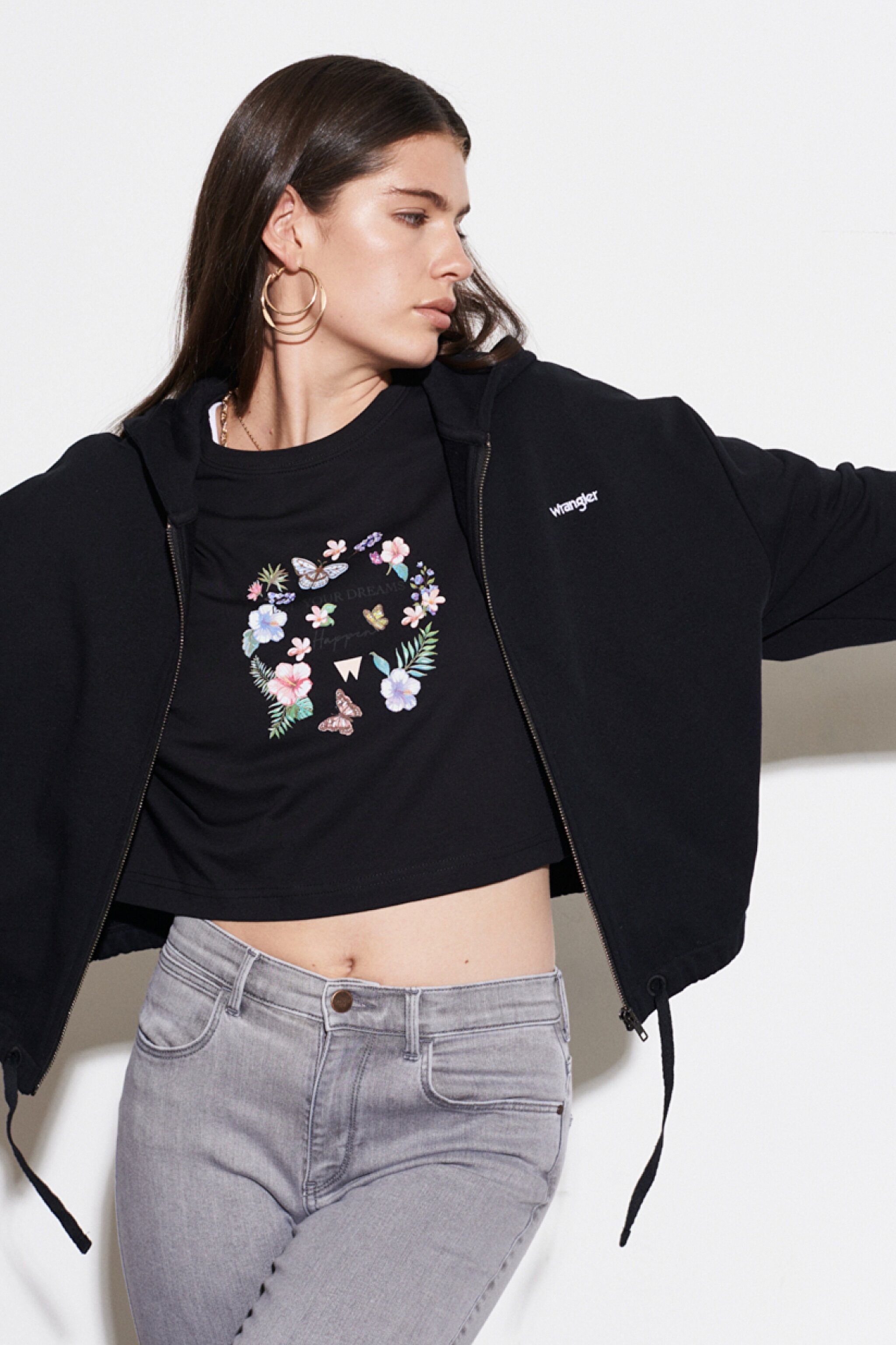 Loose Fit Rahat Kesim %100 Pamuk Kapüşonlu Siyah Sweatshirt