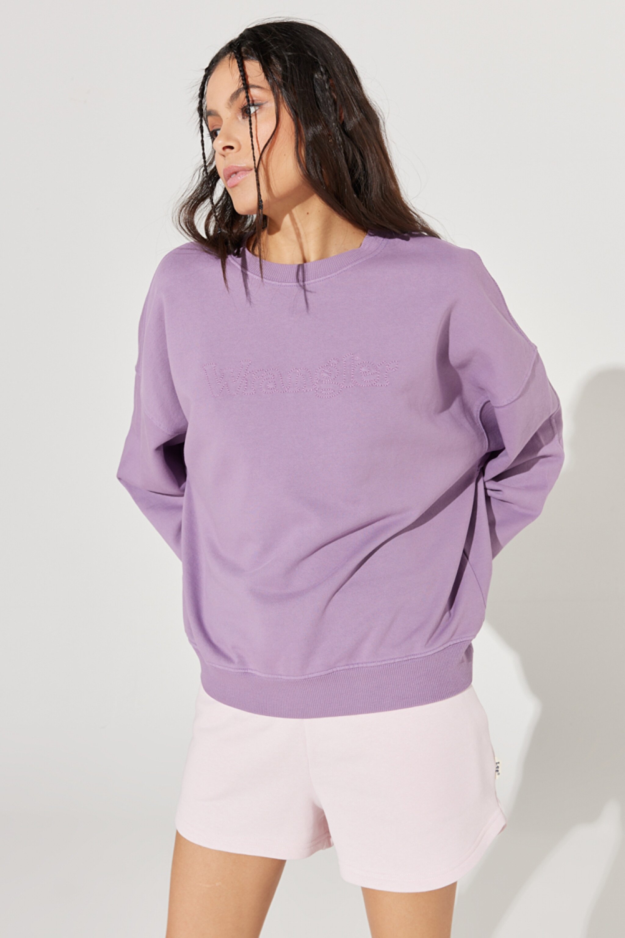 Loose Fit Rahat Kesim %100 Pamuk Bisiklet Yaka Logolu Sweatshirt