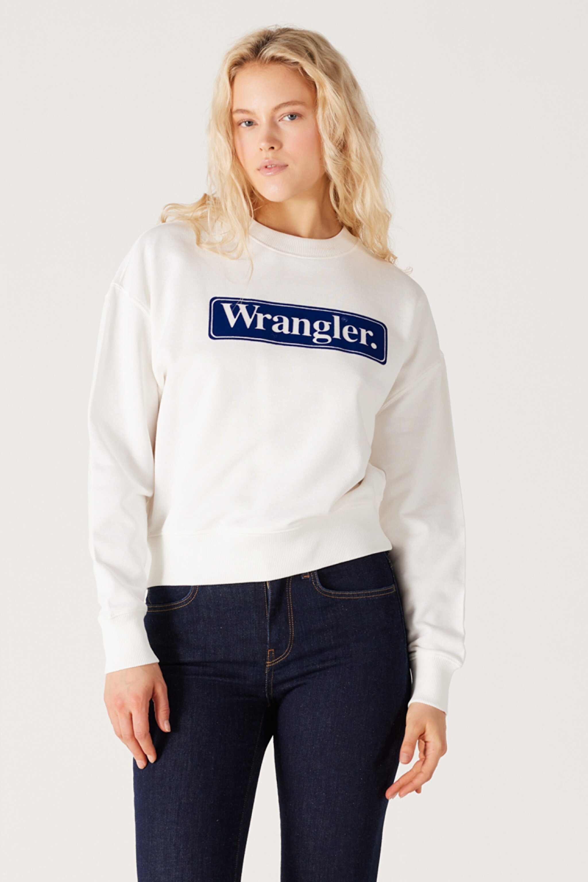 Relaxed Fit Geniş Kesim %100 Pamuk Bisiklet Yaka Beyaz Sweatshirt - Worn White-W6V0IQW02