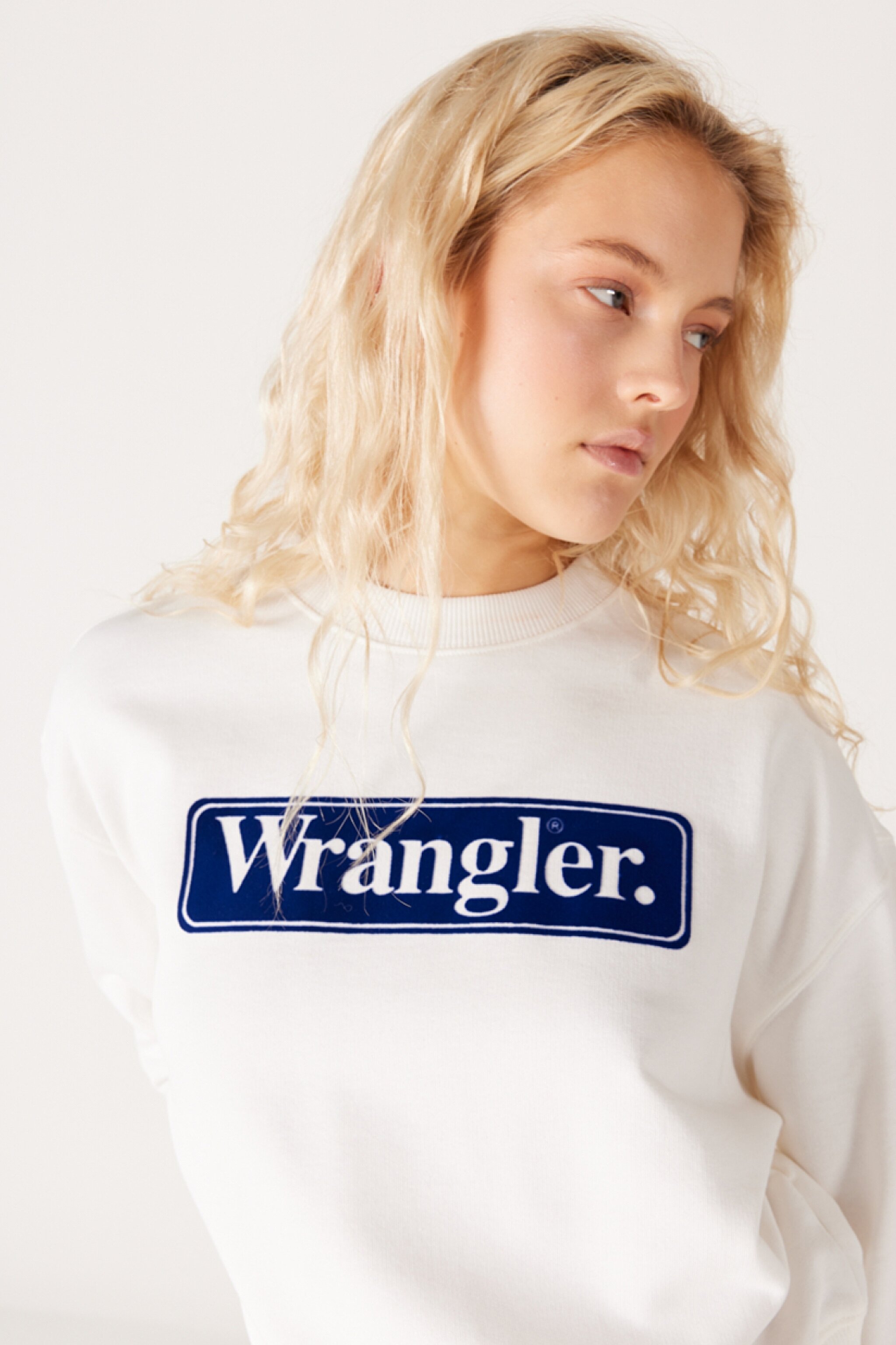 Relaxed Fit Geniş Kesim %100 Pamuk Bisiklet Yaka Beyaz Sweatshirt - Worn White-W6V0IQW02 (görsel 4)