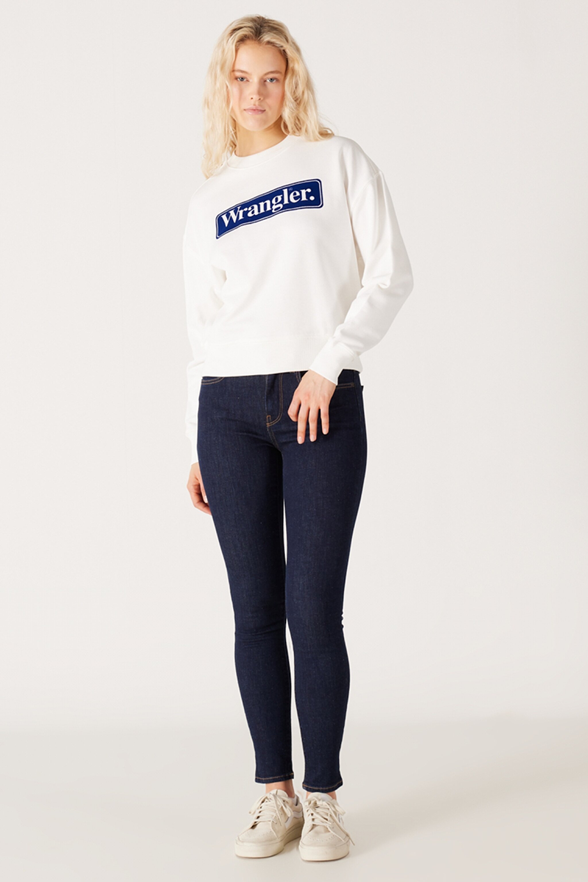Relaxed Fit Geniş Kesim %100 Pamuk Bisiklet Yaka Beyaz Sweatshirt - Worn White-W6V0IQW02 (görsel 5)