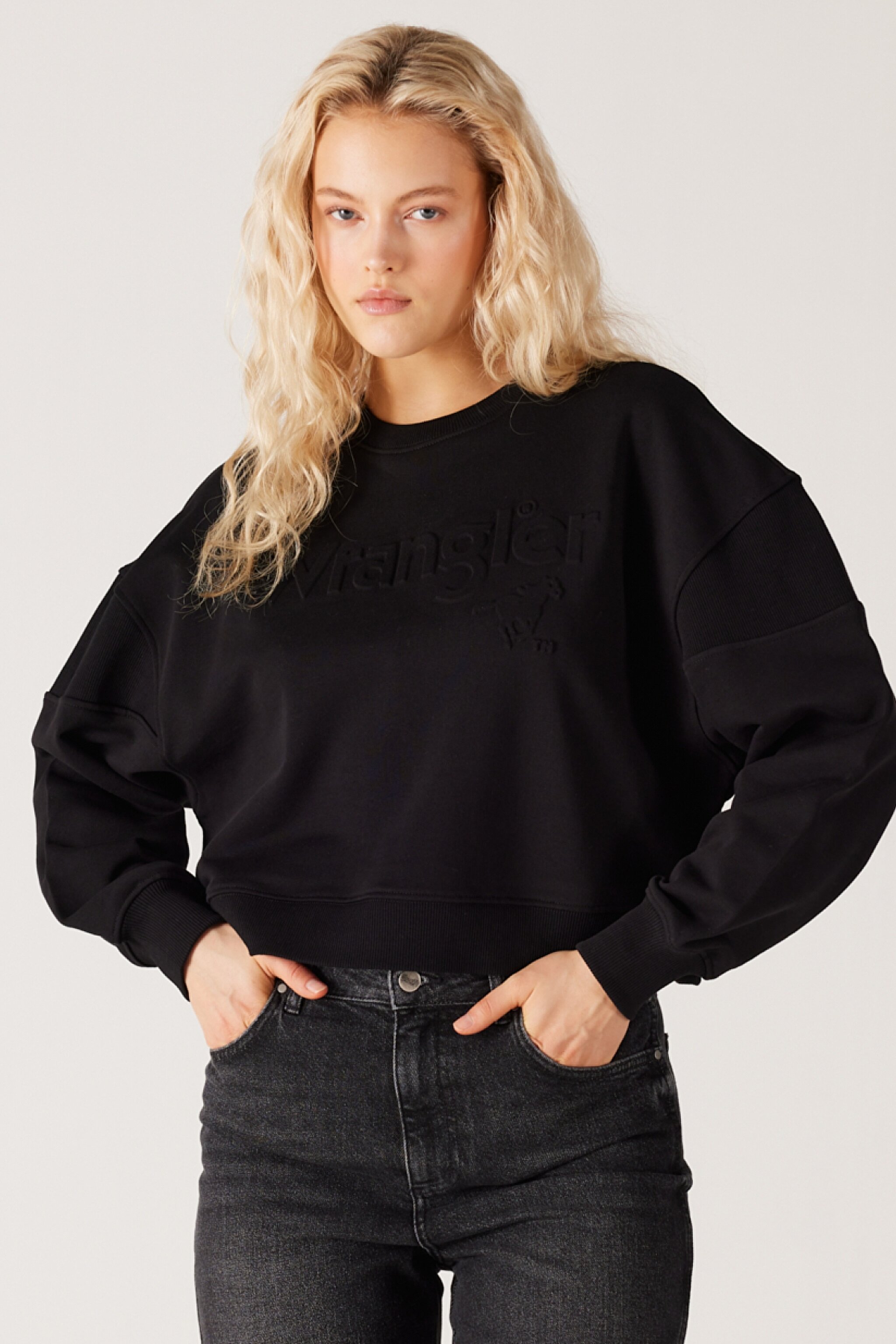 Relaxed Fit Geniş Kesim %100 Pamuk Siyah Sweatshirt - Black-W6Y2IQ001 (görsel 2)