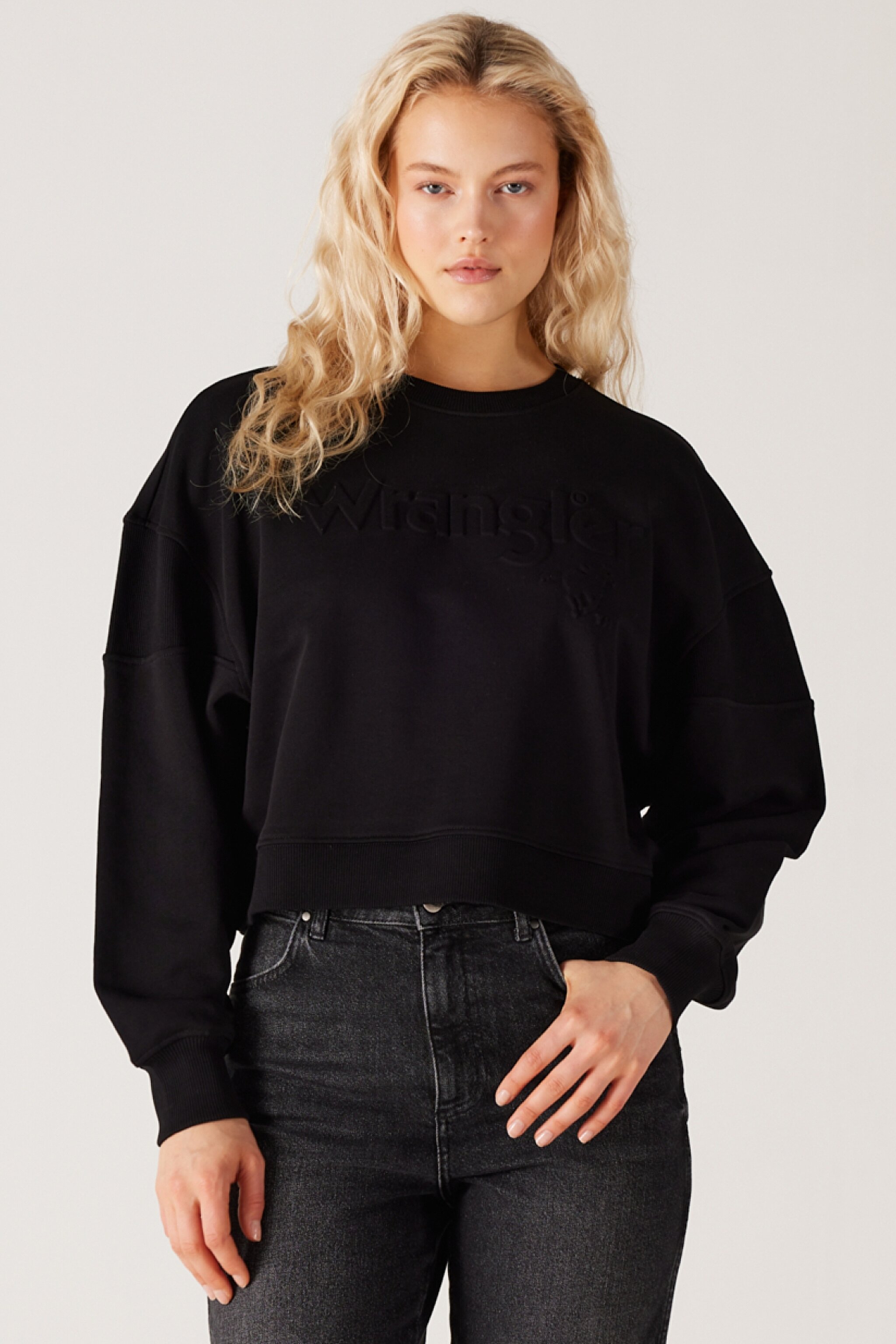 Relaxed Fit Geniş Kesim %100 Pamuk Siyah Sweatshirt - Black-W6Y2IQ001 (görsel 4)