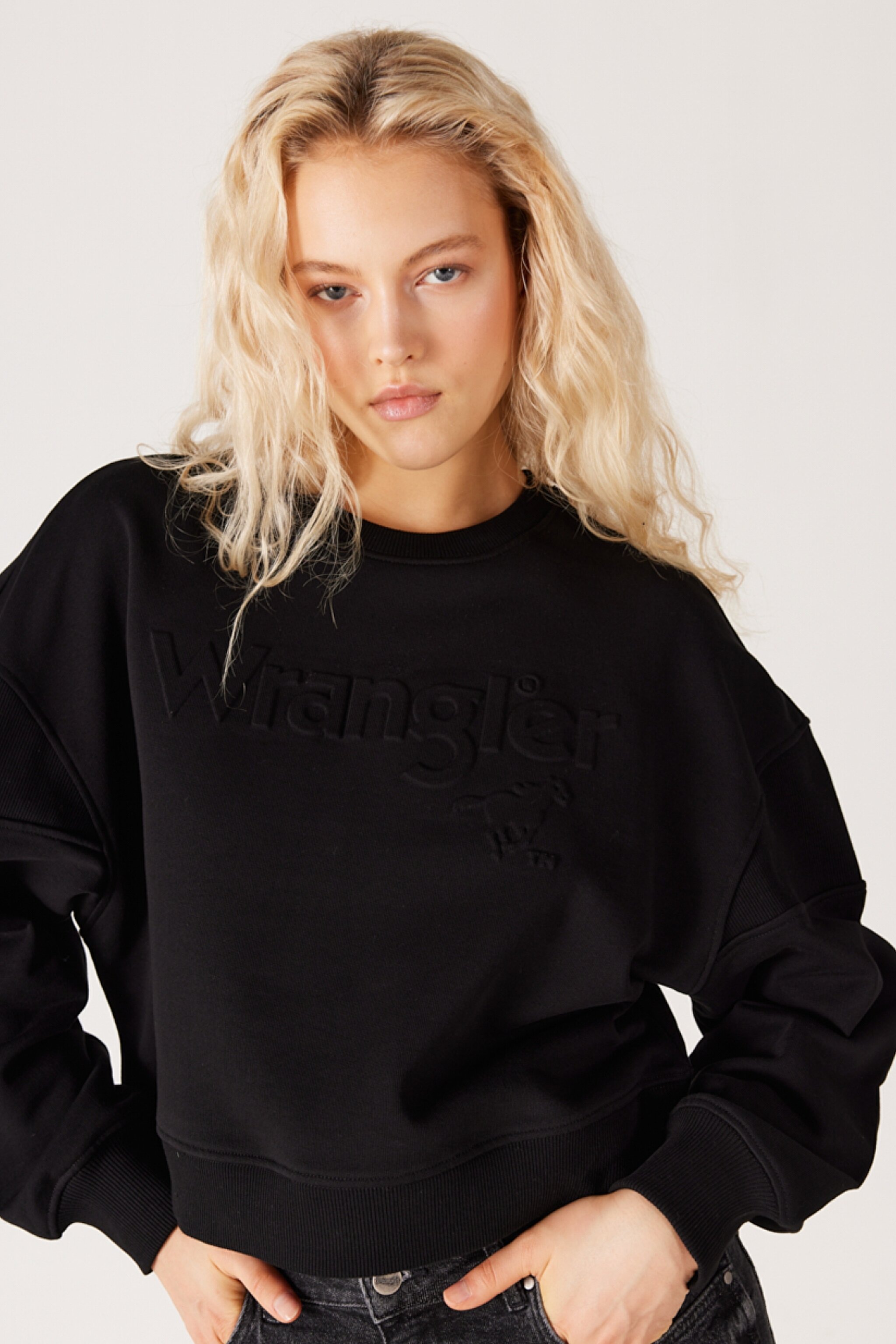 Relaxed Fit Geniş Kesim %100 Pamuk Siyah Sweatshirt - Black-W6Y2IQ001 (görsel 5)