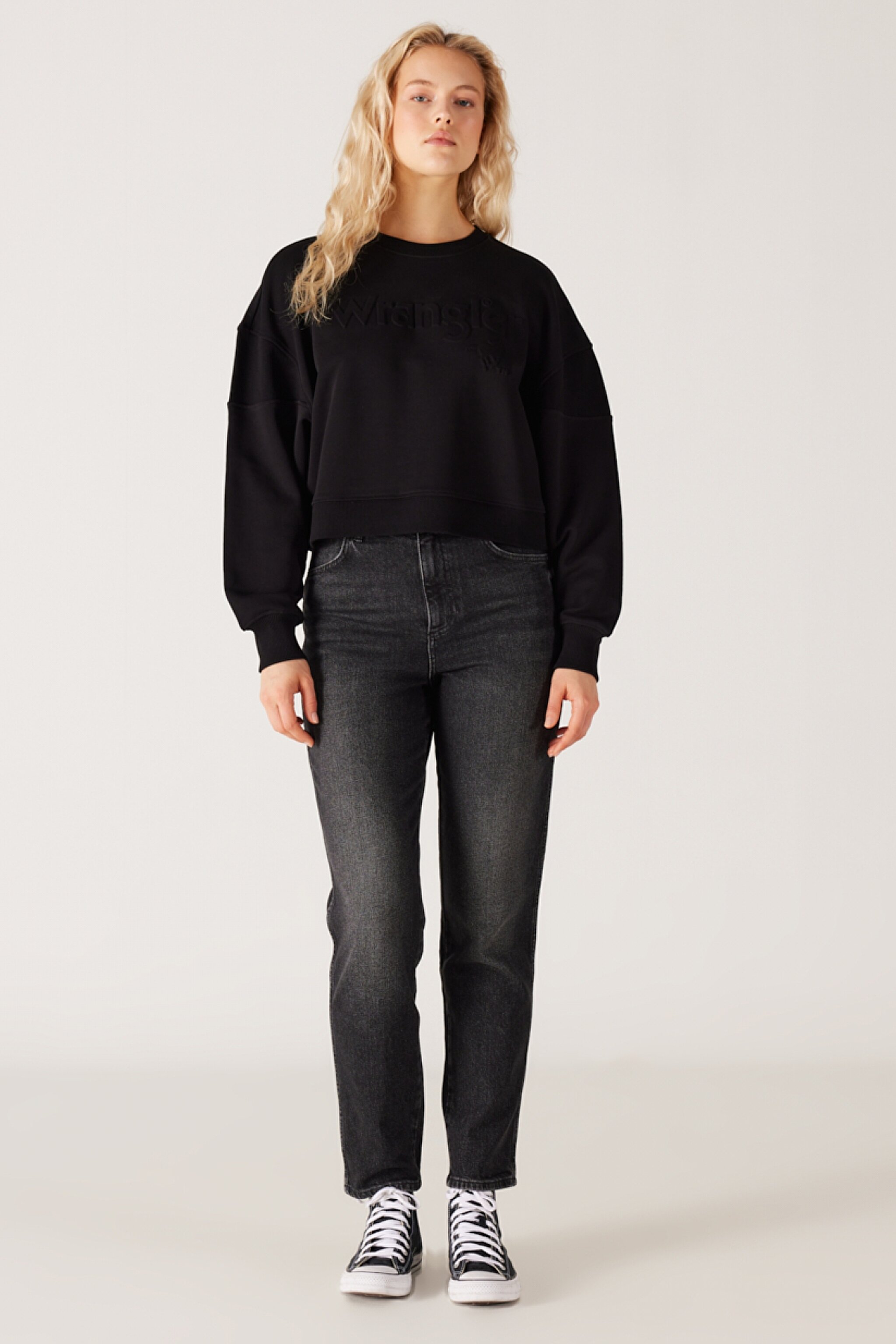 Relaxed Fit Geniş Kesim %100 Pamuk Siyah Sweatshirt - Black-W6Y2IQ001 (görsel 6)