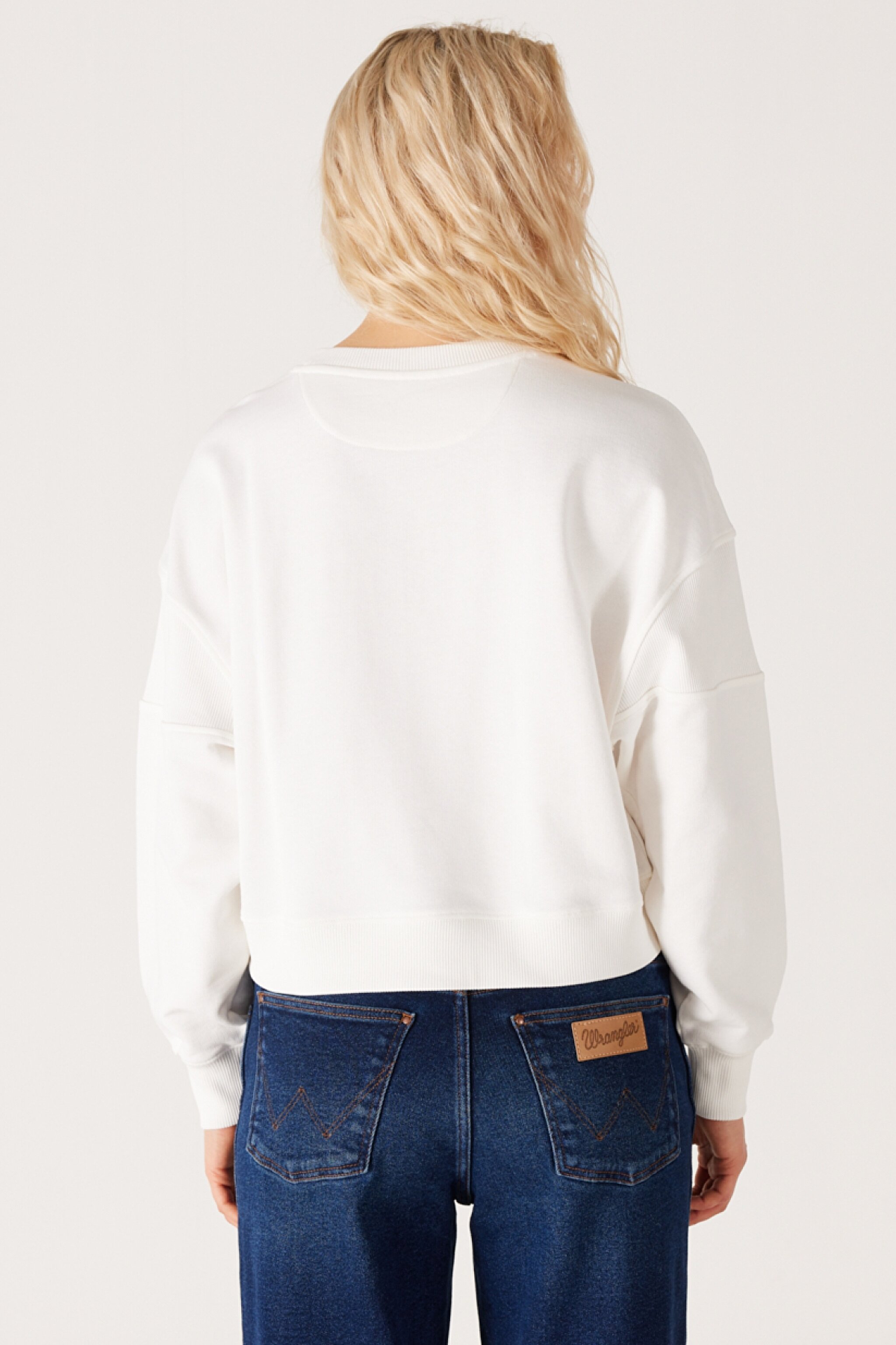 Relaxed Fit Geniş Kesim %100 Pamuk Bisiklet Yaka Beyaz Sweatshirt - Worn White-W6Y2IQW02 (görsel 6)