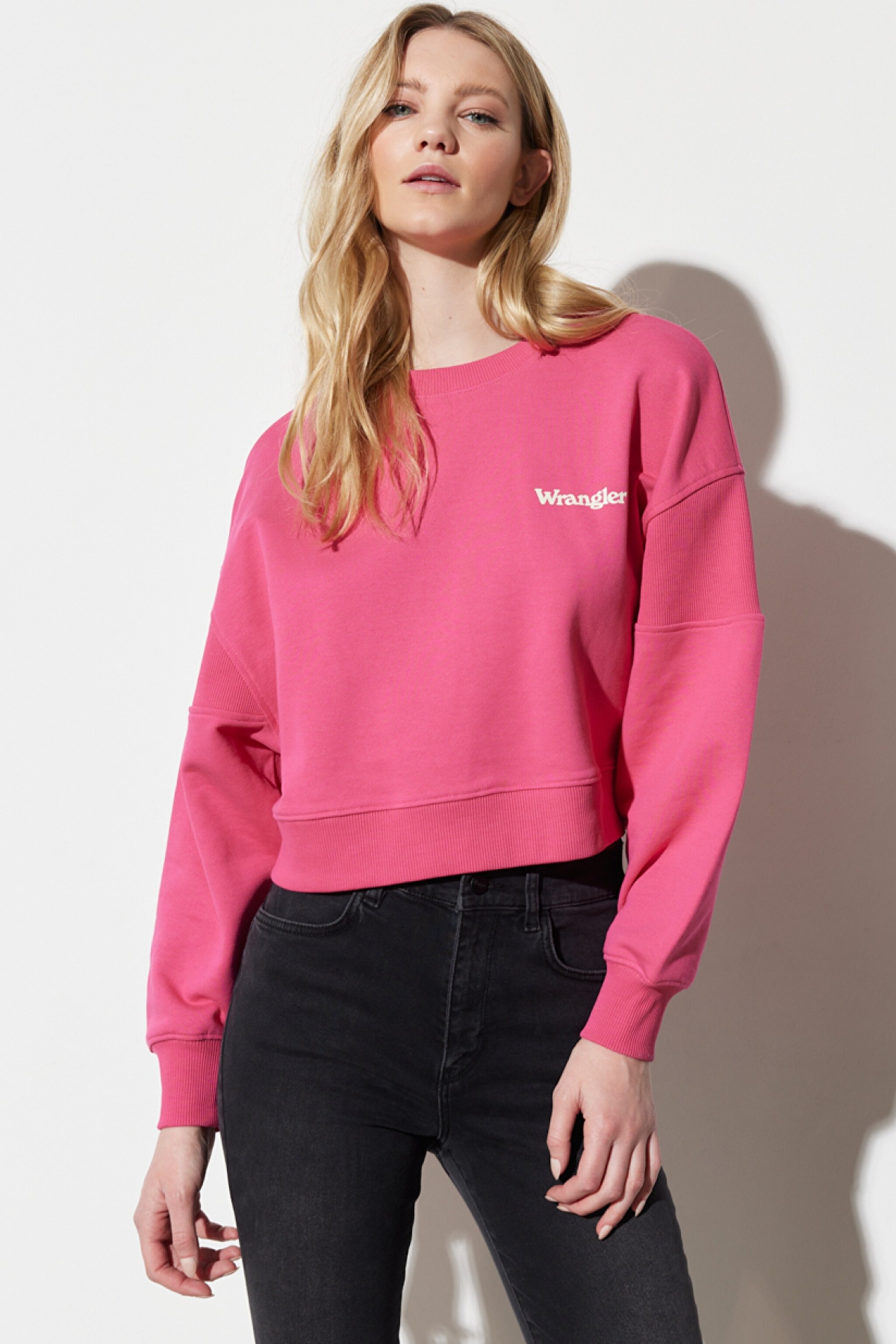 Loose Fit Rahat Kesim %100 Pamuk Bisiklet Yaka Pembe Sweatshirt