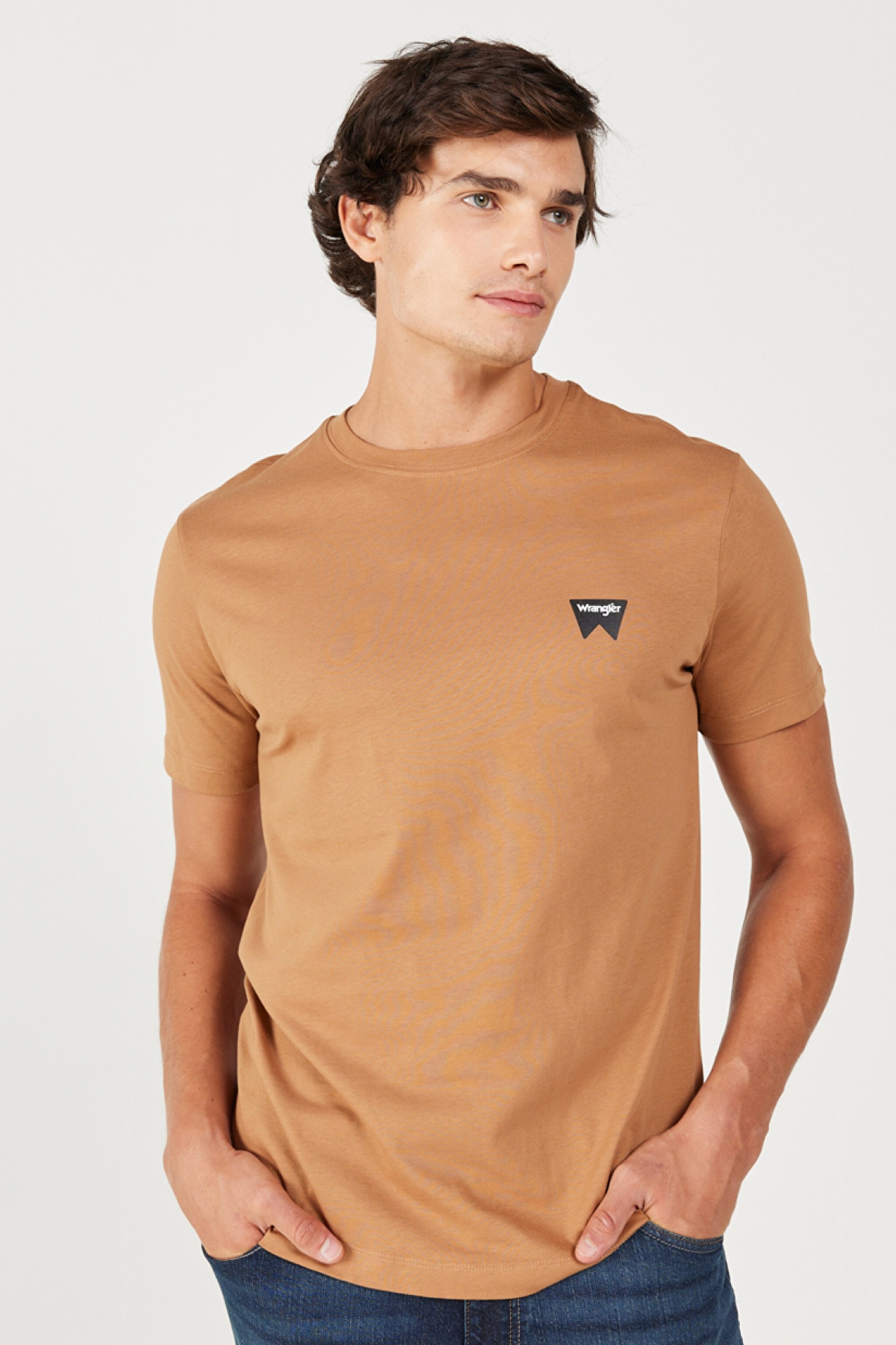 Regular Fit Normal Kesim %100 Pamuk Bisiklet Yaka Tarçın Rengi Tişört - Tobacco Brown-W70MD381A (görsel 2)