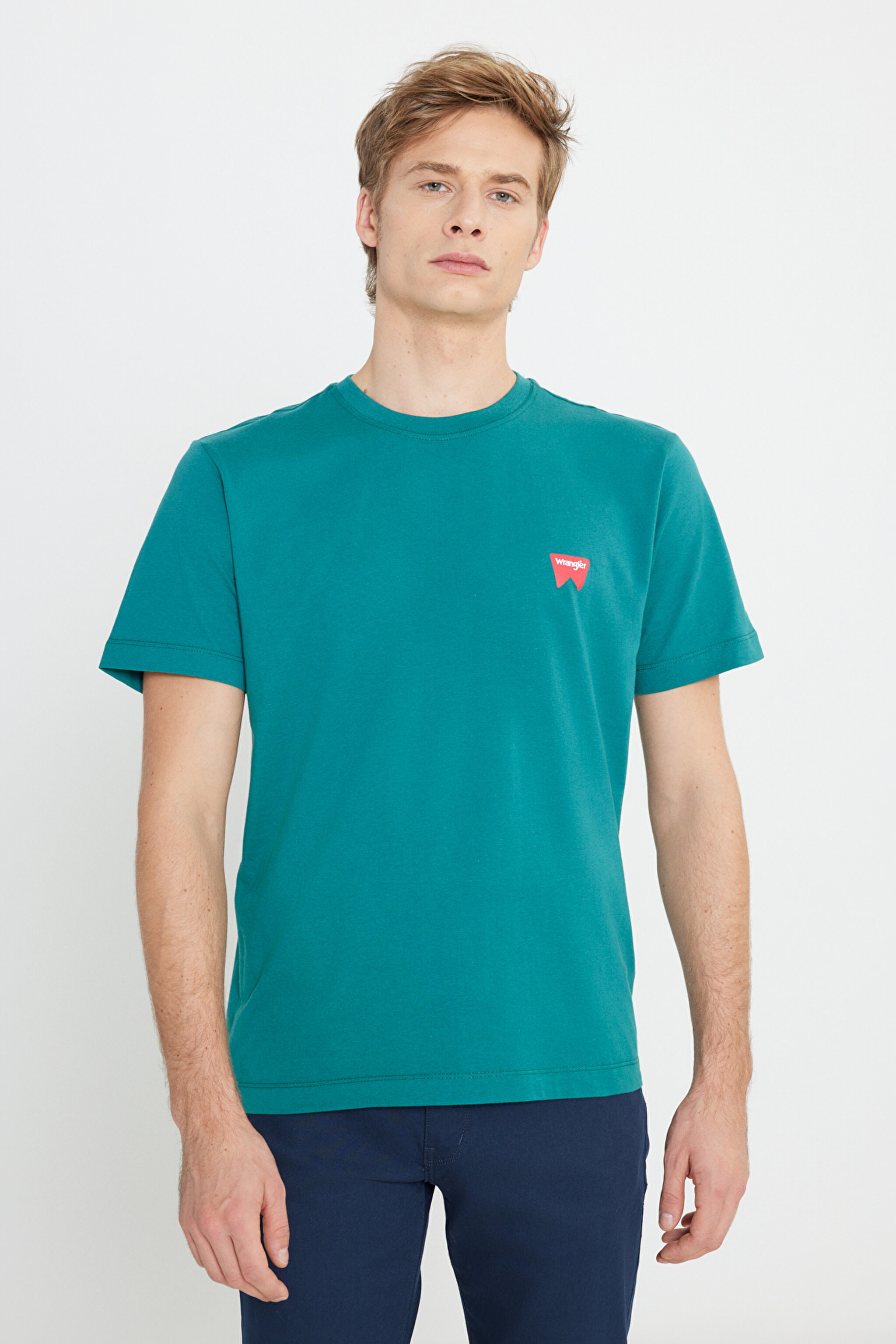 Regular Fit Normal Kesim %100 Pamuk Bisiklet Yaka Yeşil Tişört - Bayberry Green-W70MD3G26 (görsel 2)