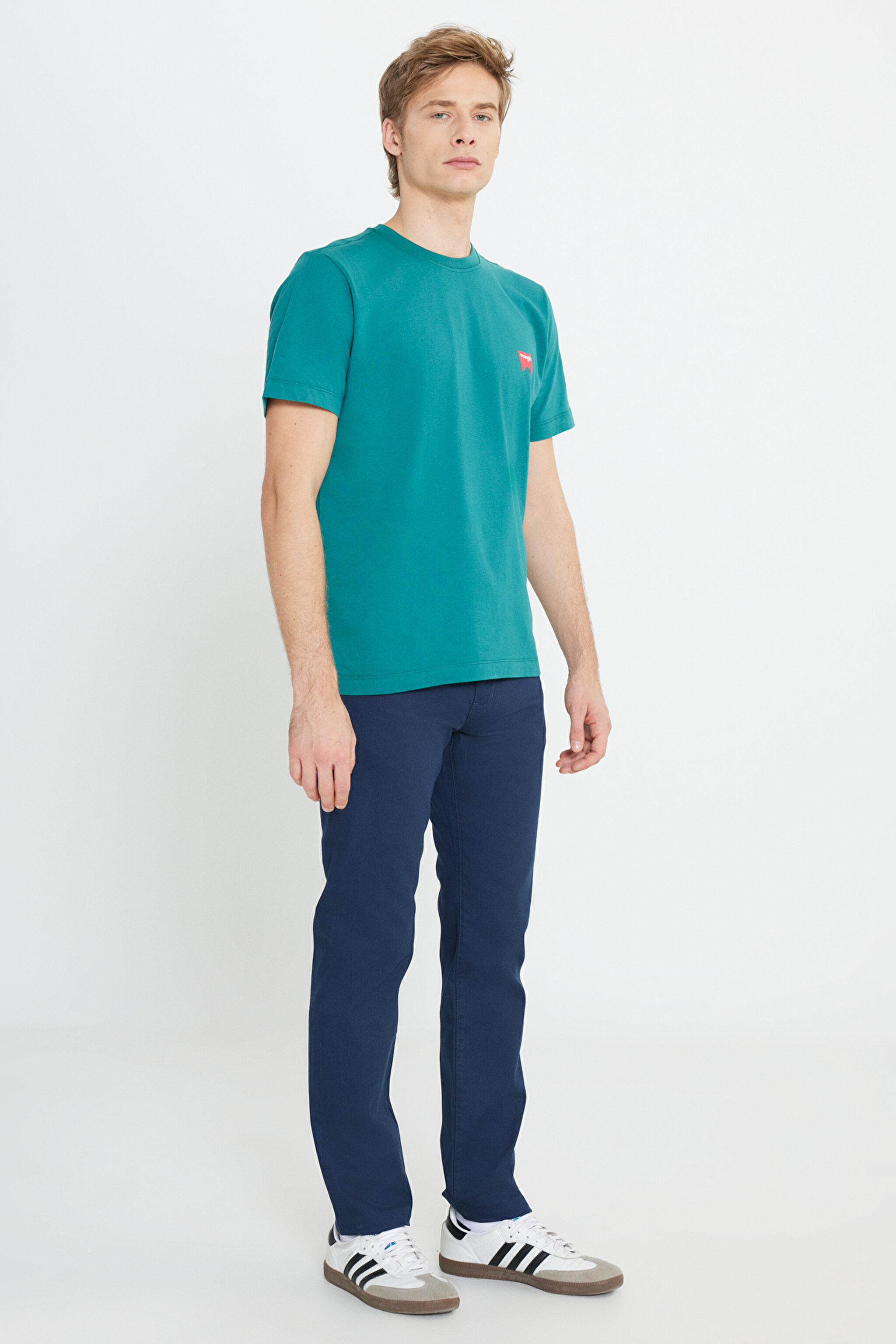 Regular Fit Normal Kesim %100 Pamuk Bisiklet Yaka Yeşil Tişört - Bayberry Green-W70MD3G26 (görsel 3)