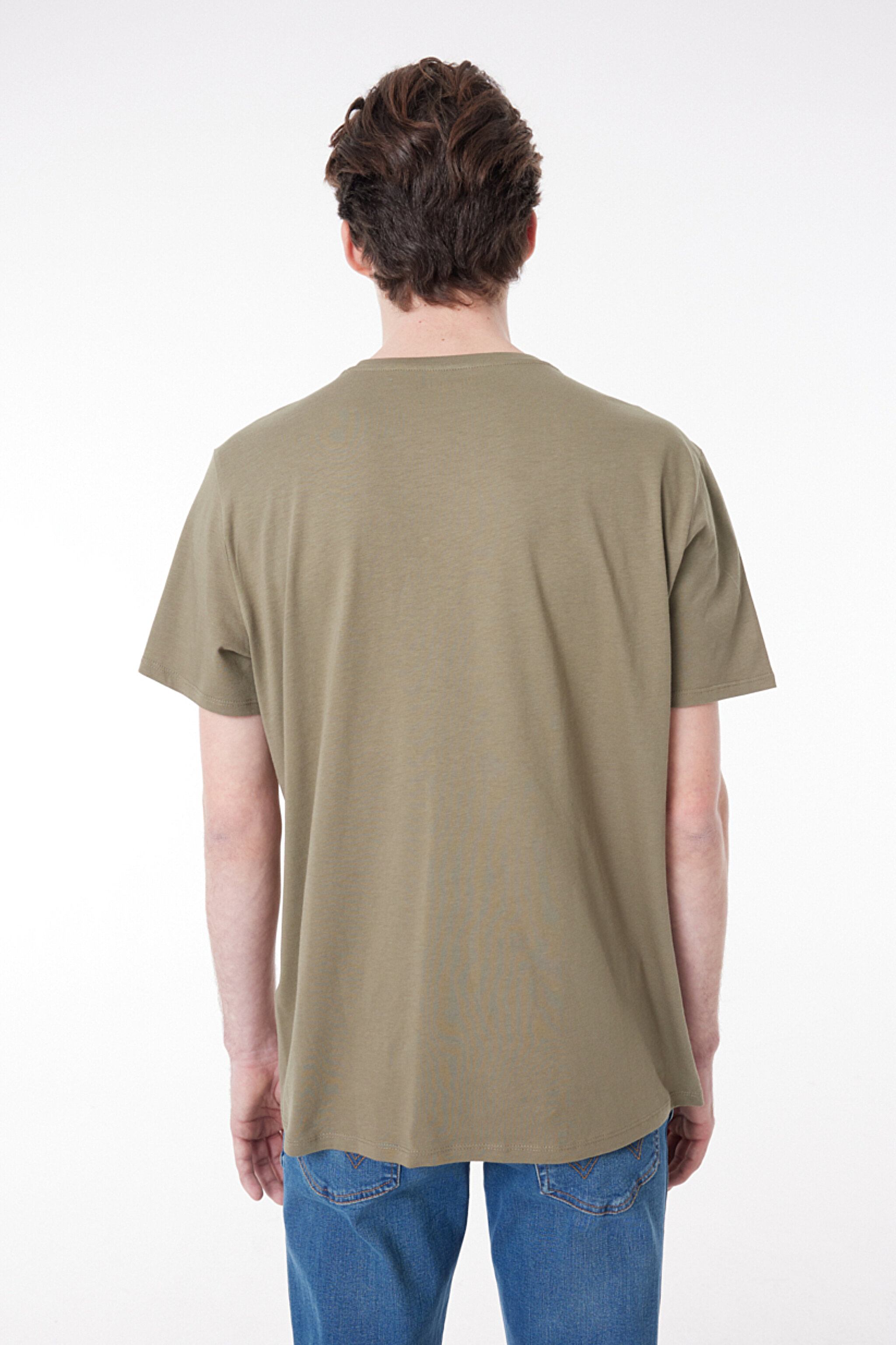 Regular Fit Normal Kesim %100 Pamuk Bisiklet Yaka Tişört - Deep Lichen Green-W70SD3X1X (görsel 4)