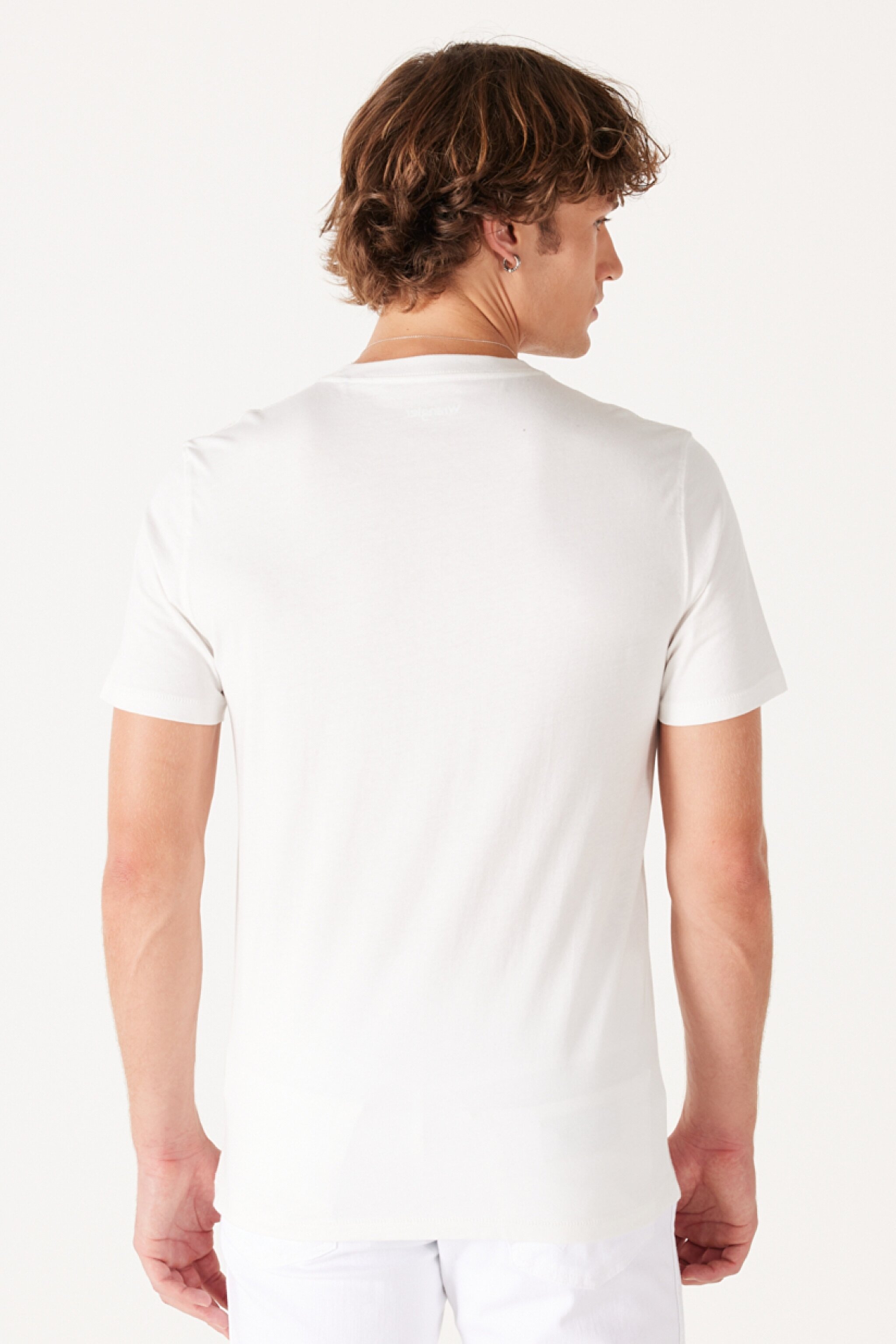Regular Fit Normal Kesim %100 Pamuk Bisiklet Yaka Kırık Beyaz Tişört - Worn White-W750D3W02 (görsel 7)