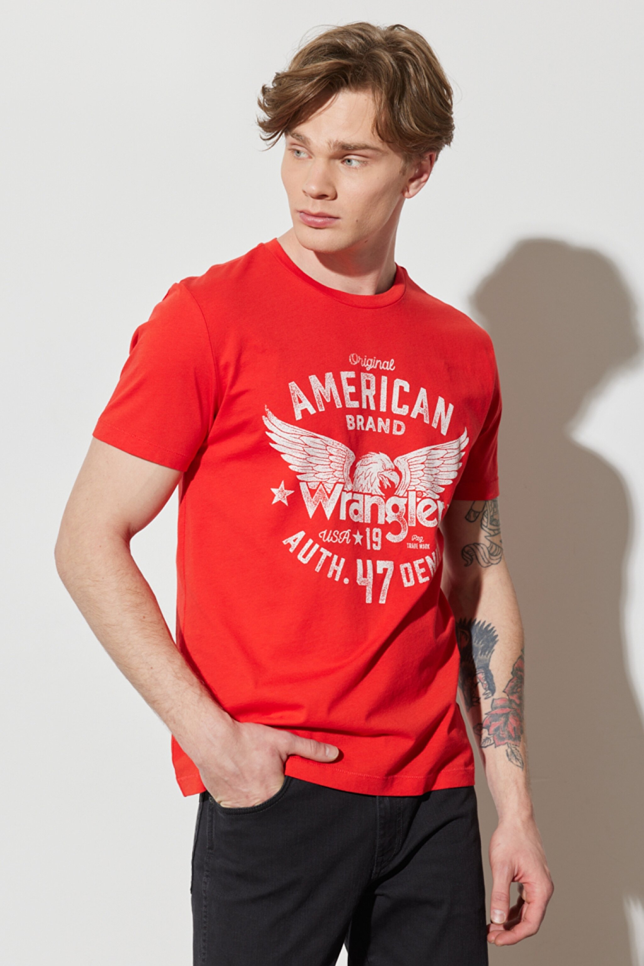 Regular Fit Normal Kesim %100 Pamuk Bisiklet Yaka Kırmızı Tişört - Flame Red-W752D3R06 (görsel 3)