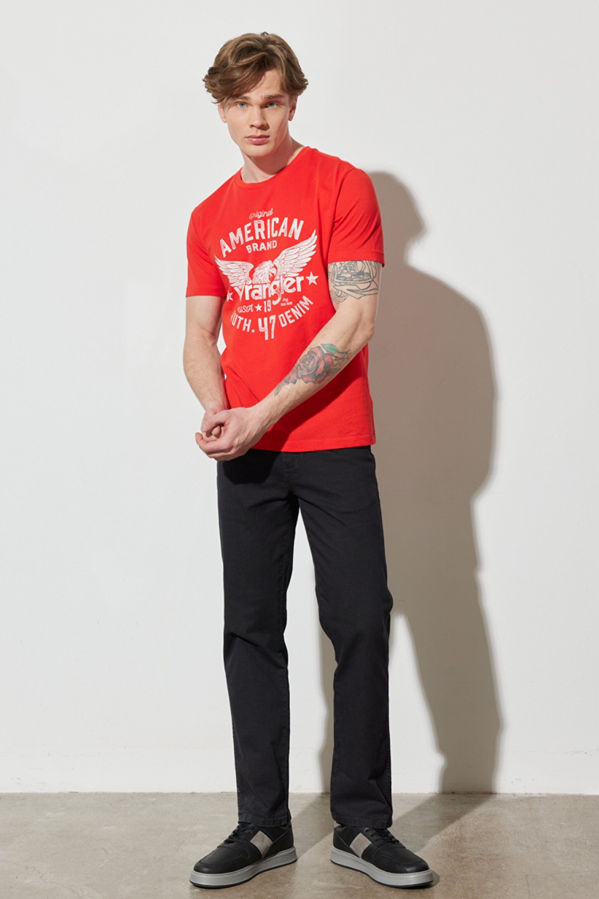 Regular Fit Normal Kesim %100 Pamuk Bisiklet Yaka Kırmızı Tişört - Flame Red-W752D3R06 (görsel 6)