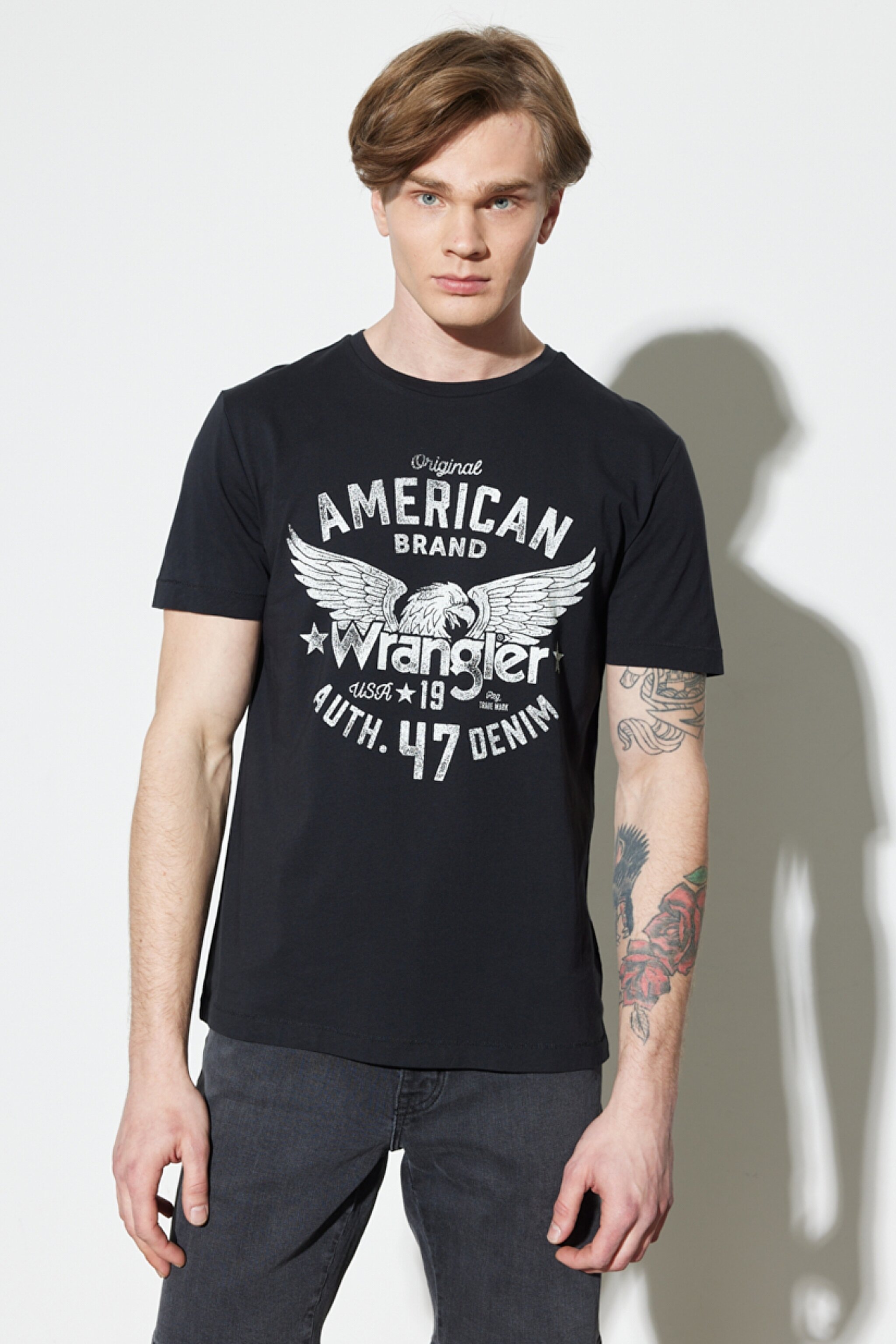 Regular Fit Normal Kesim %100 Pamuk Bisiklet Yaka Siyah Tişört - Faded Black-W752D3XV6