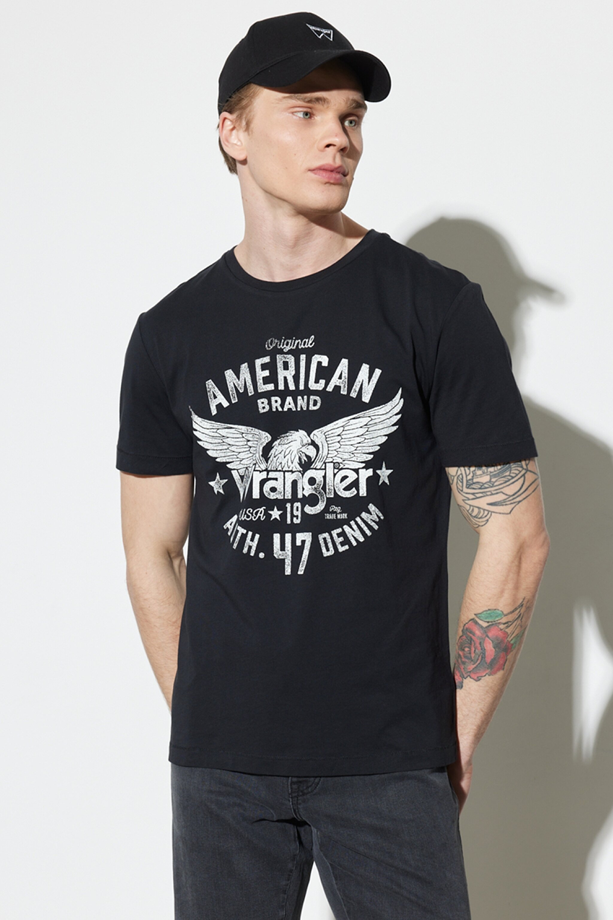 Regular Fit Normal Kesim %100 Pamuk Bisiklet Yaka Siyah Tişört - Faded Black-W752D3XV6 (görsel 3)