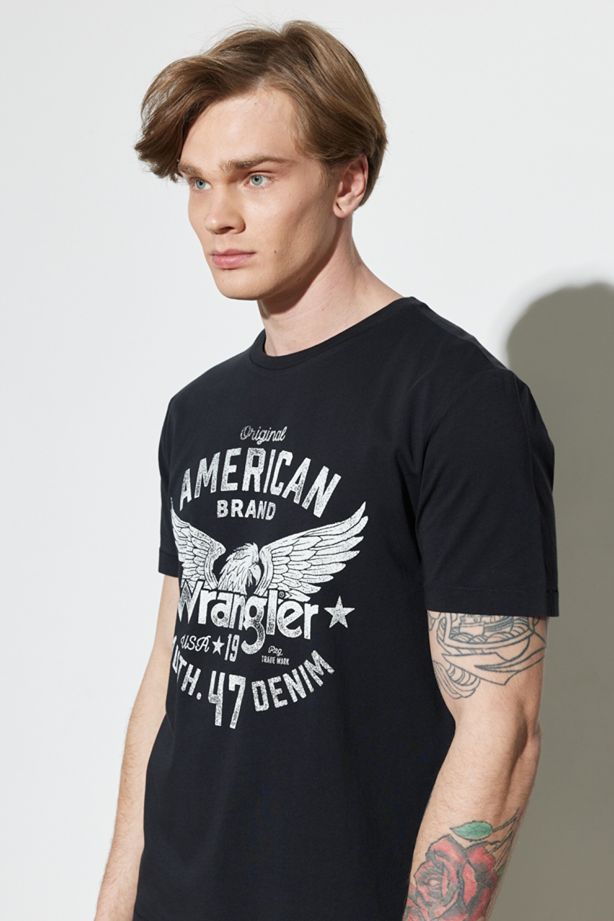 Regular Fit Normal Kesim %100 Pamuk Bisiklet Yaka Siyah Tişört - Faded Black-W752D3XV6 (görsel 4)