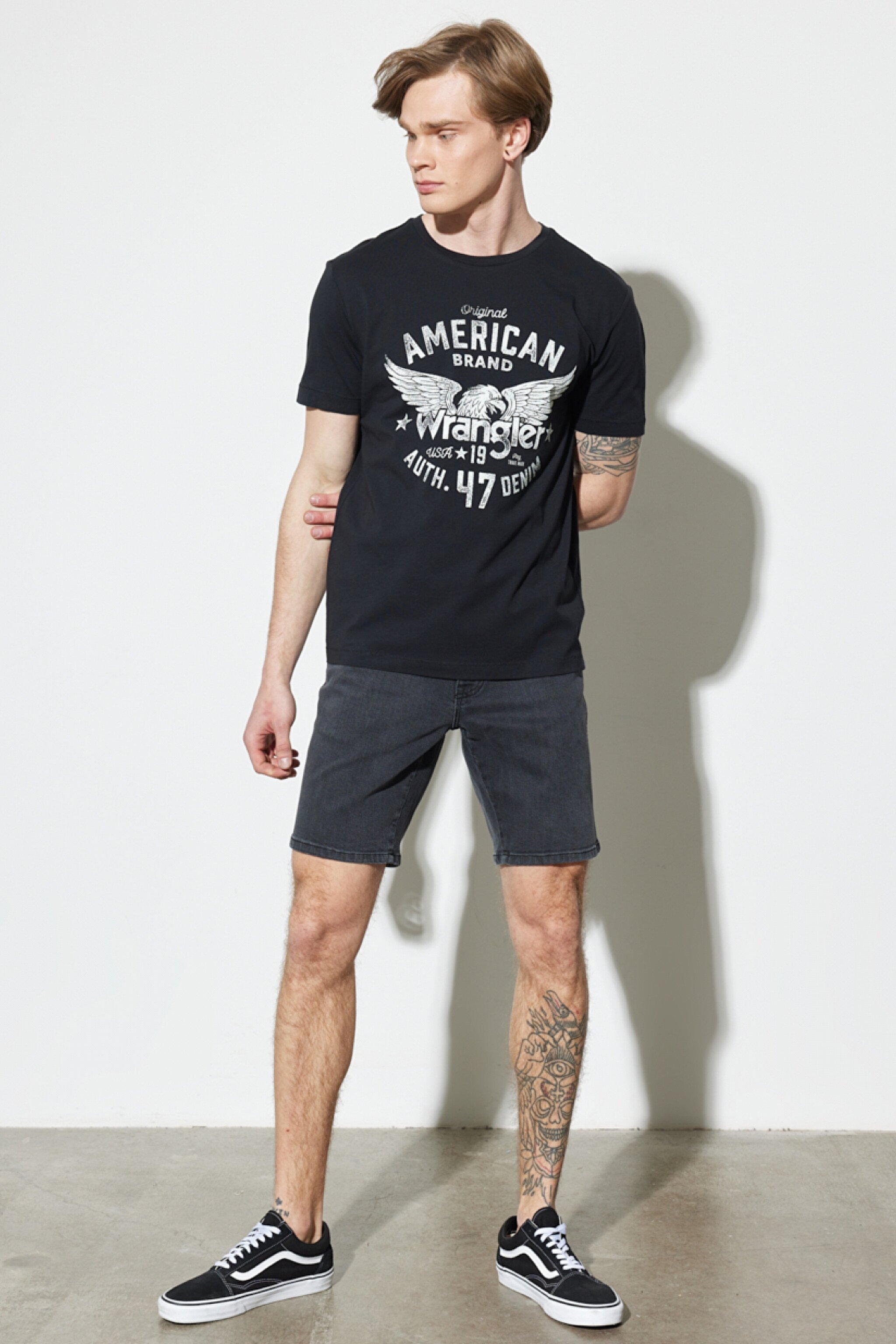Regular Fit Normal Kesim %100 Pamuk Bisiklet Yaka Siyah Tişört - Faded Black-W752D3XV6 (görsel 7)