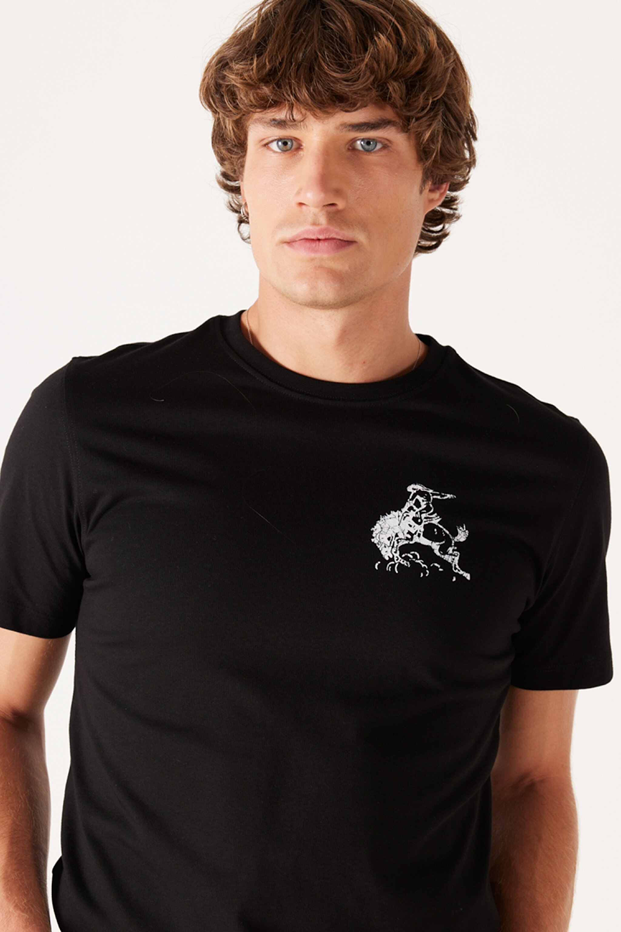 Regular Fit Normal Kesim %100 Pamuk Bisiklet Yaka Siyah Tişört - Black-W773EE100 (görsel 4)