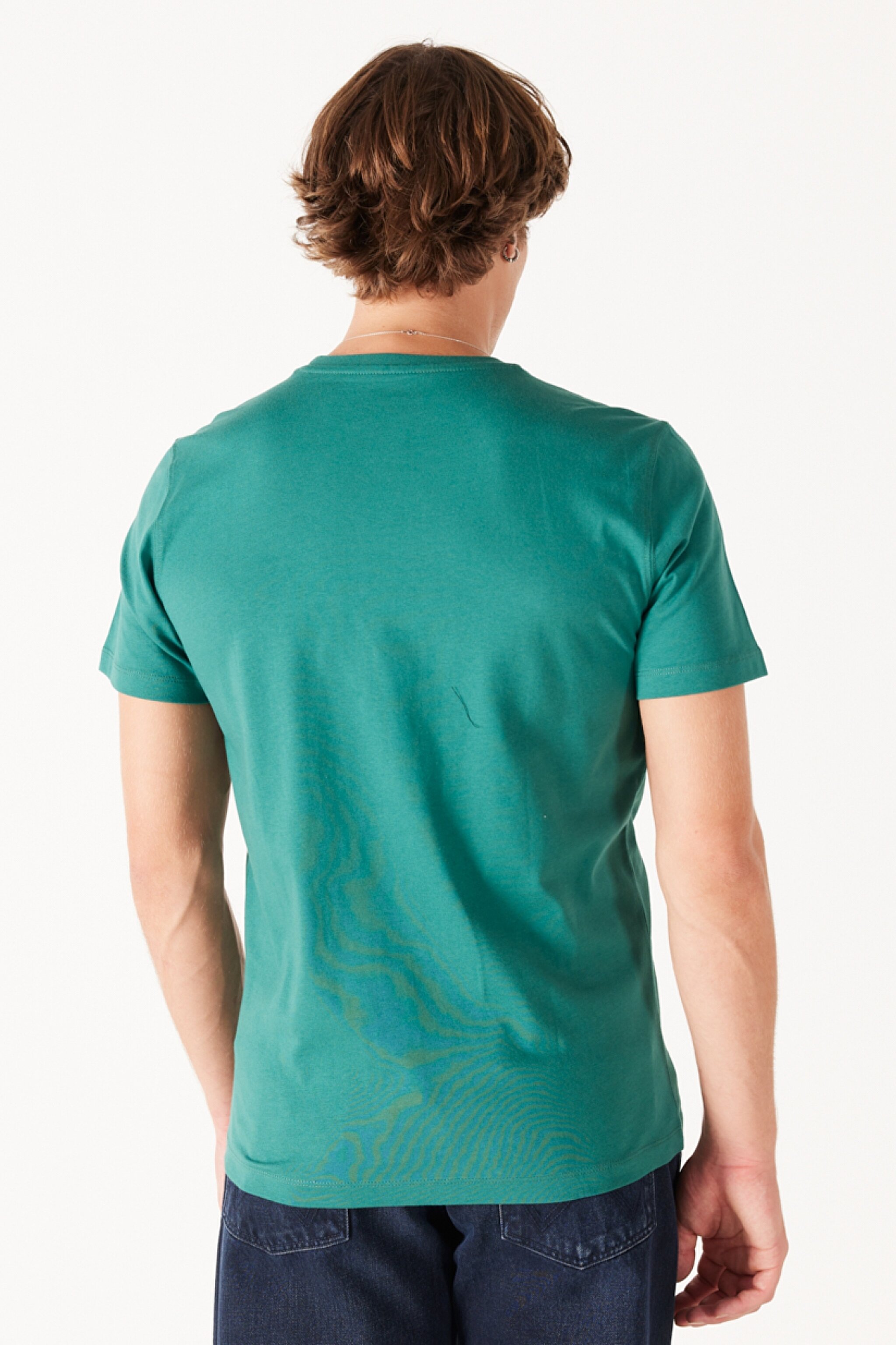 Regular Fit Normal Kesim %100 Pamuk Bisiklet Yaka Yeşil Tişört - Bayberry Green-W773EEG26 (görsel 5)