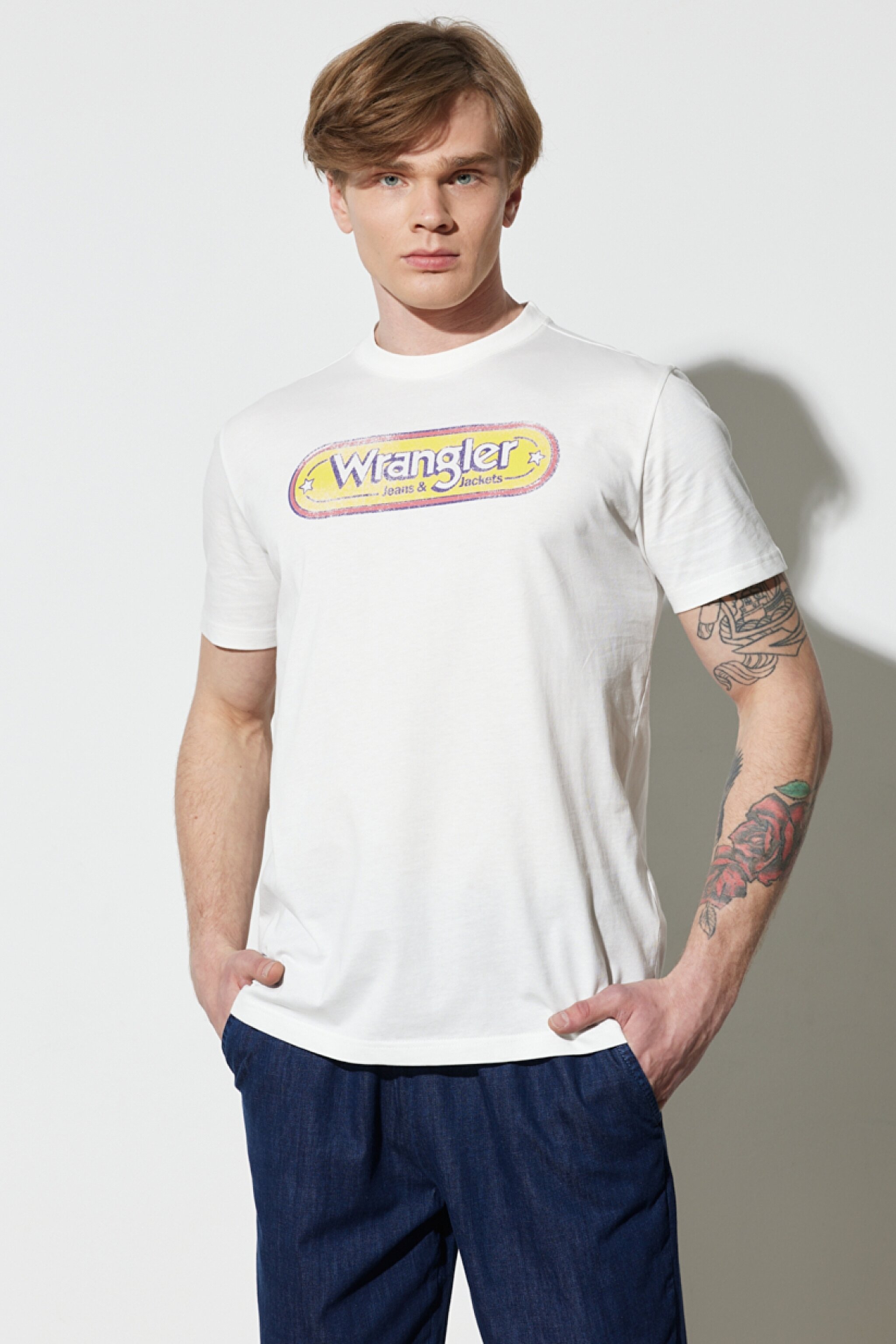 Regular Fit Normal Kesim %100 Pamuk Bisiklet Yaka Kırık Beyaz Tişört - Worn White-W773EEW02