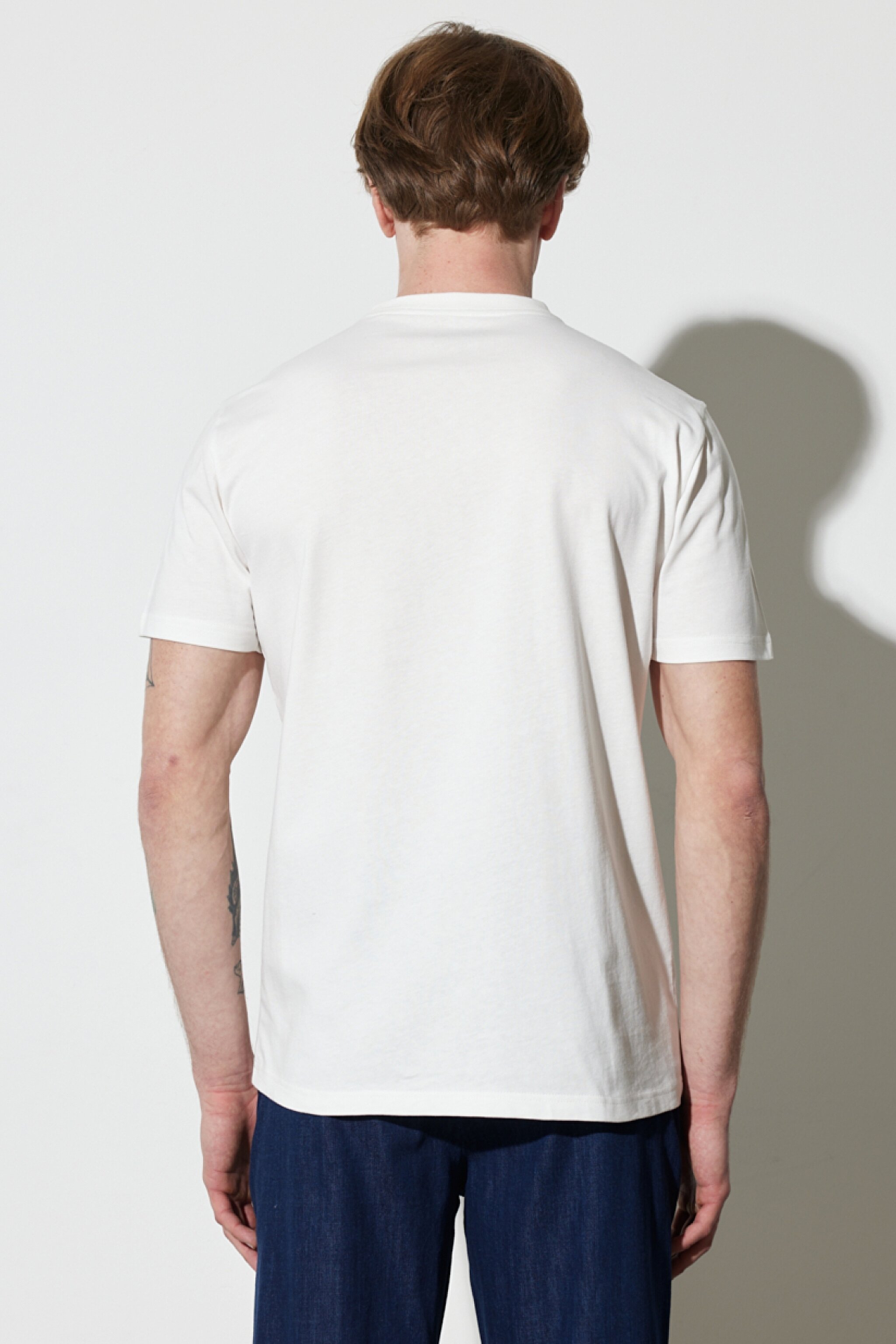 Regular Fit Normal Kesim %100 Pamuk Bisiklet Yaka Kırık Beyaz Tişört - Worn White-W773EEW02 (görsel 5)