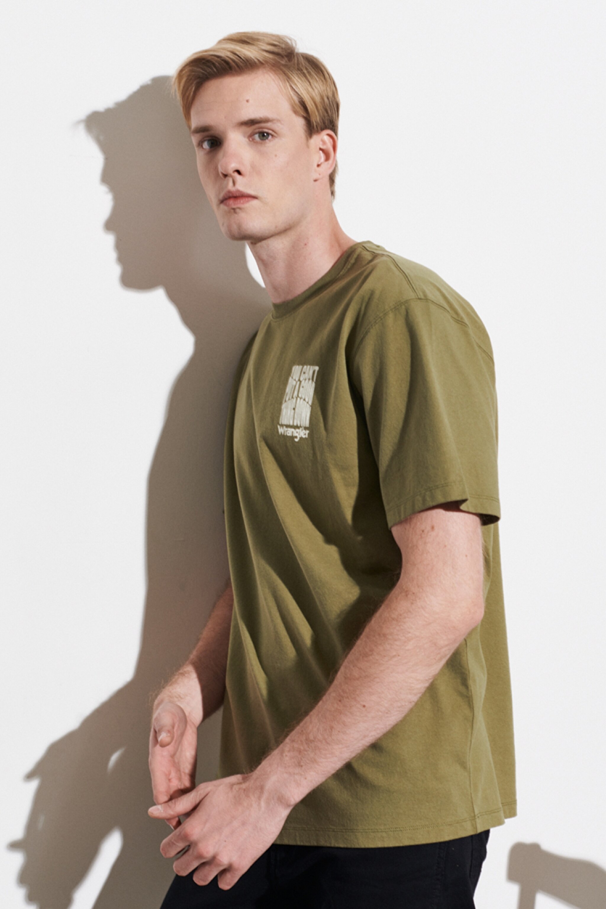 Loose Fit Rahat Kesim %100 Pamuk Bisiklet Yaka Tişört - Deep Lichen Green-W7A1DFX1X