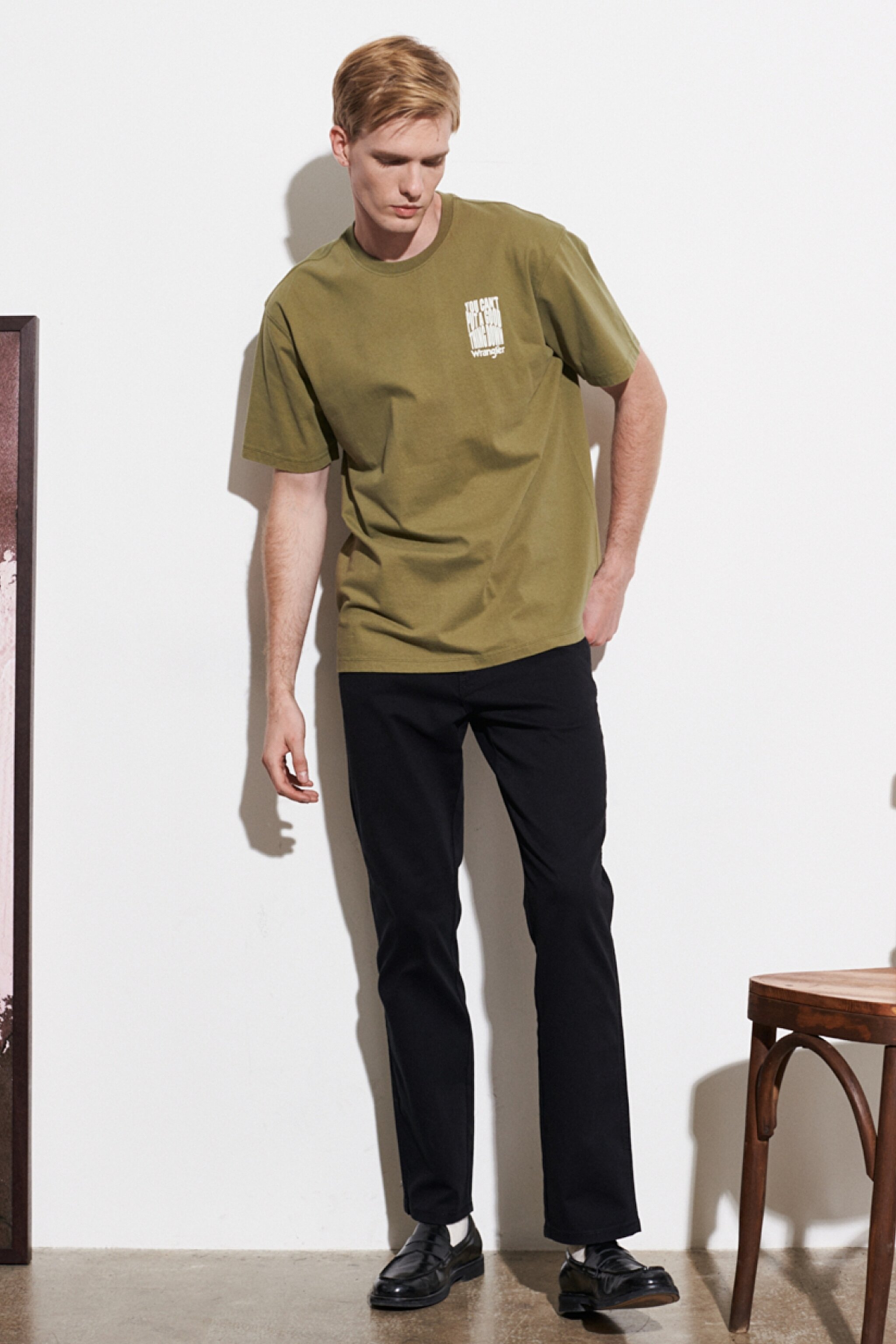Loose Fit Rahat Kesim %100 Pamuk Bisiklet Yaka Tişört - Deep Lichen Green-W7A1DFX1X (görsel 5)