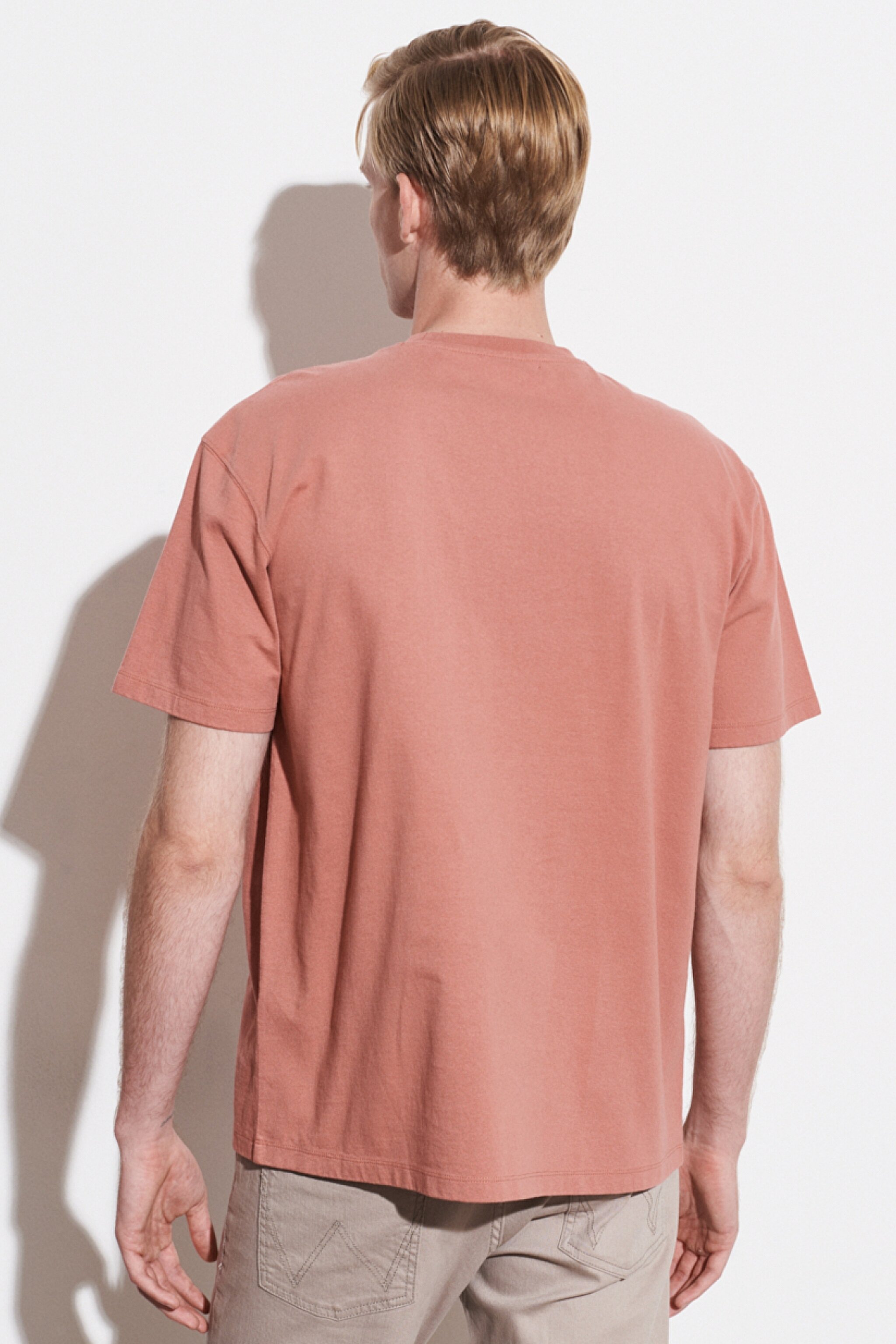 Loose Fit Rahat Kesim %100 Pamuk Bisiklet Yaka Tişört - Withered Rose-W7A1DFXHZ (görsel 5)