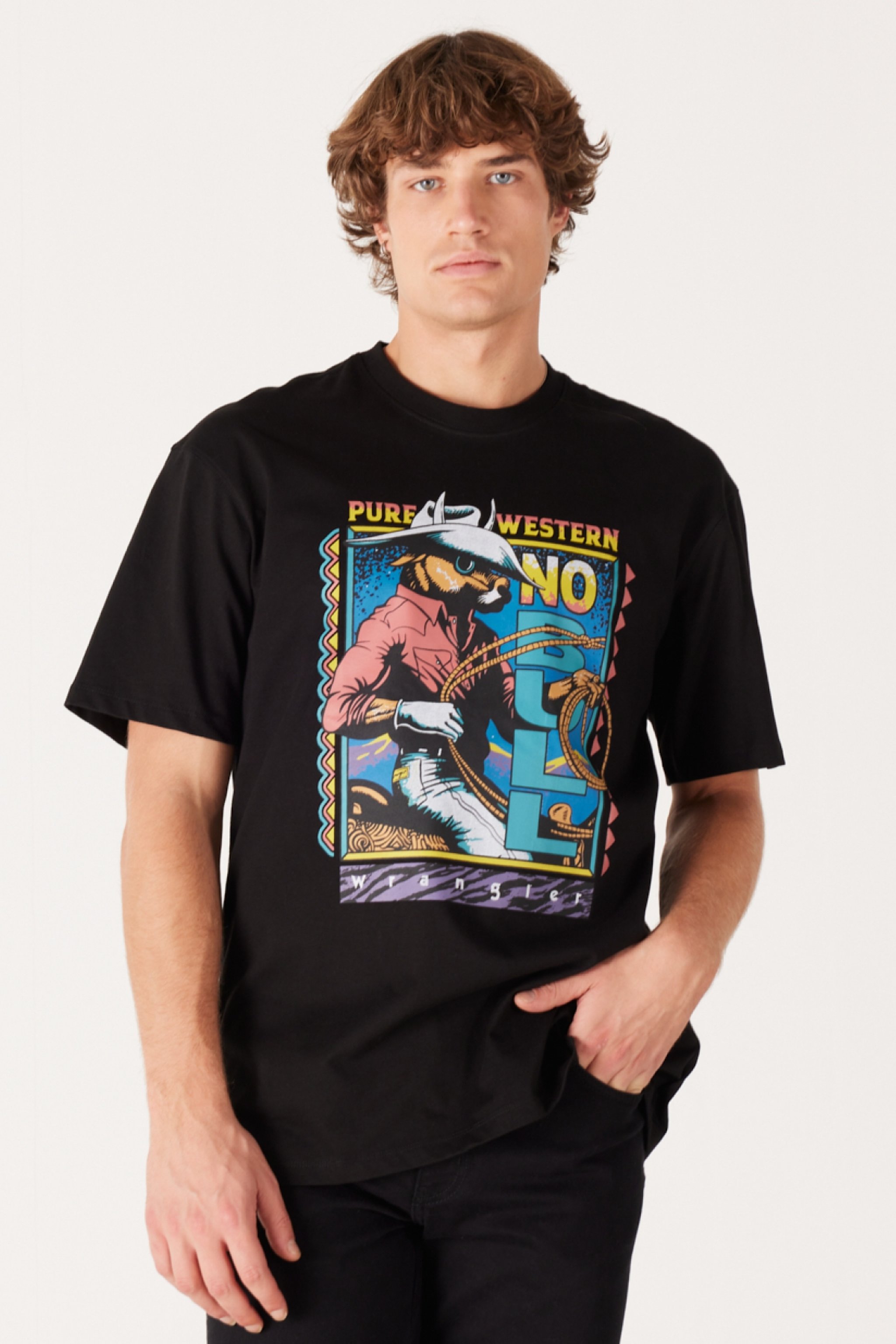 Loose Fit Rahat Kesim %100 Pamuk Bisiklet Yaka Siyah Tişört - Black-W7A1EE100