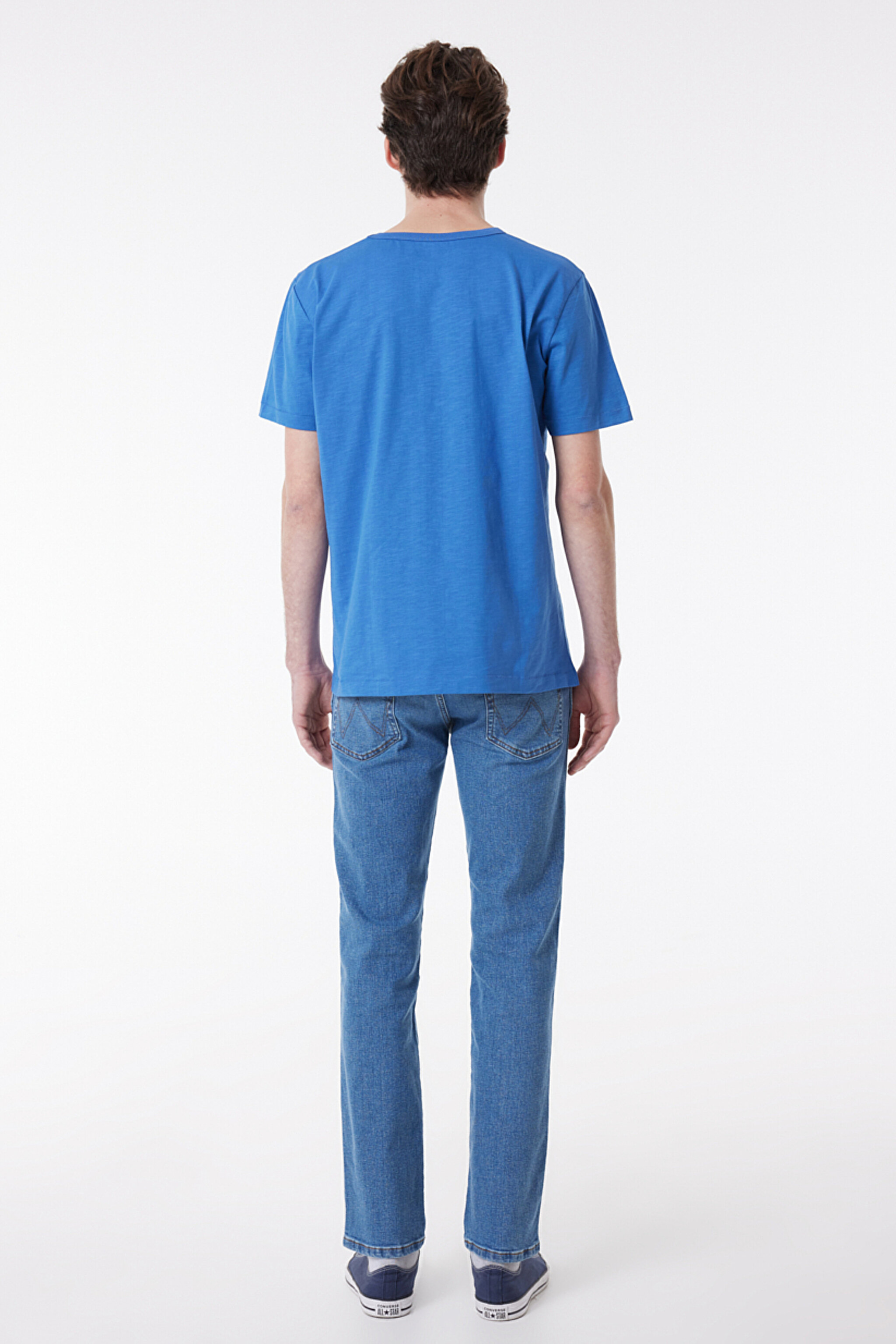 Regular Fit Normal Kesim %100 Pamuk Bisiklet Yaka Tişört - Light Indigo-W7AXGYX4E (görsel 4)