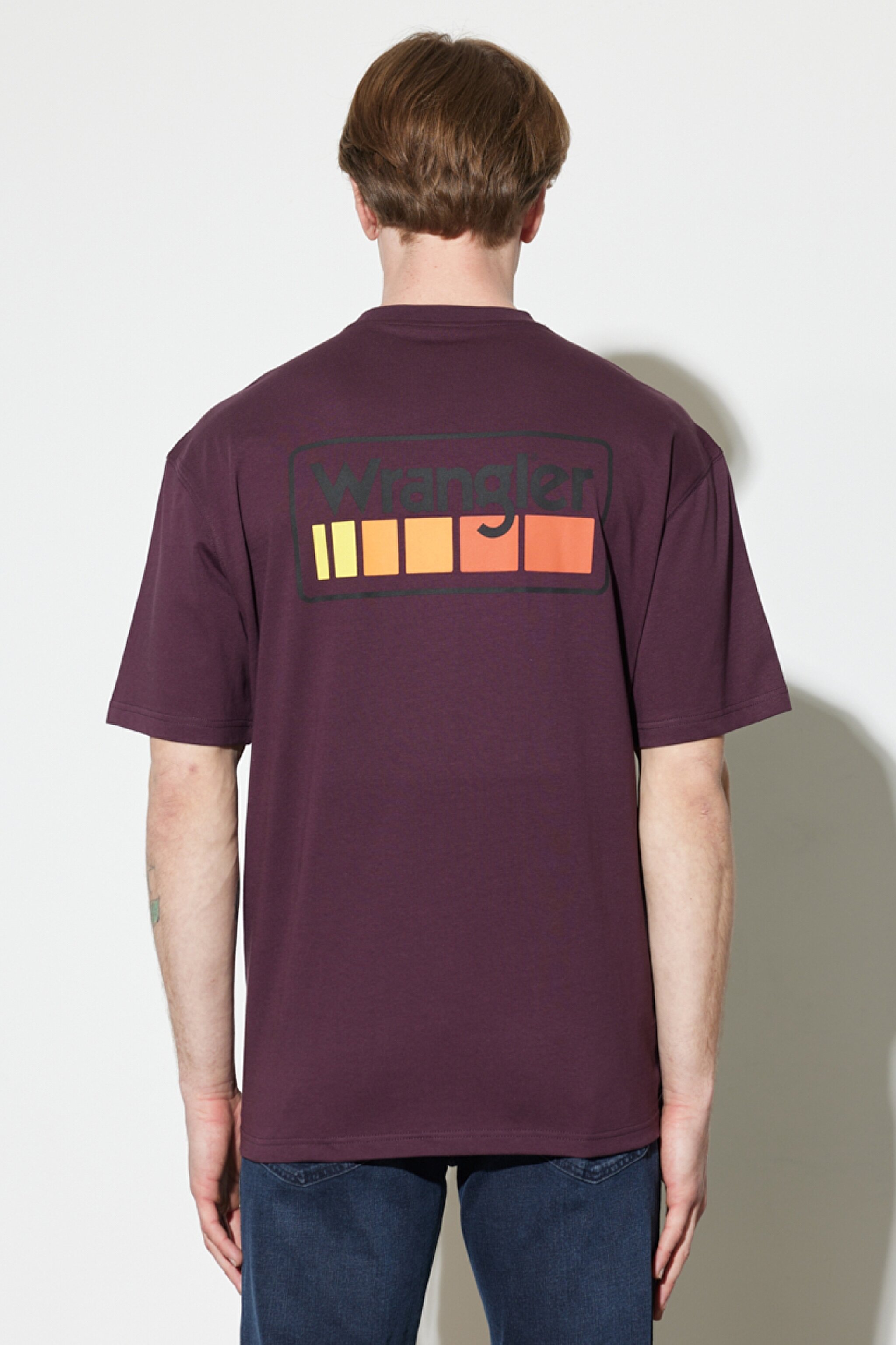 Loose Fit Rahat Kesim %100 Pamuk Bisiklet Yaka Bordo Tişört - Aubergine-W7BFEEXU1