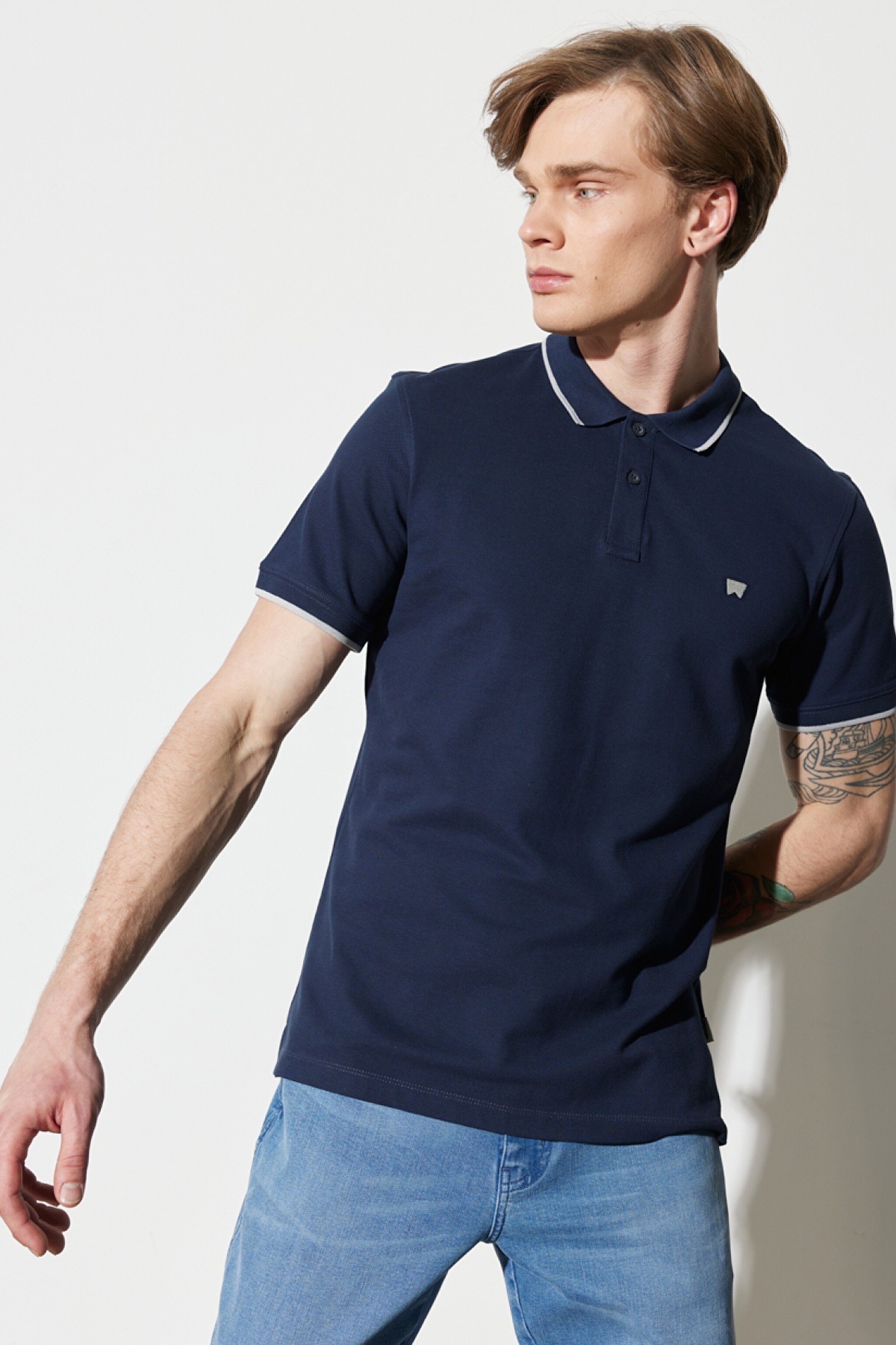 Regular Fit Normal Kesim %100 Pamuk Polo Yaka Lacivert Tişört - Navy-W7BHK4114