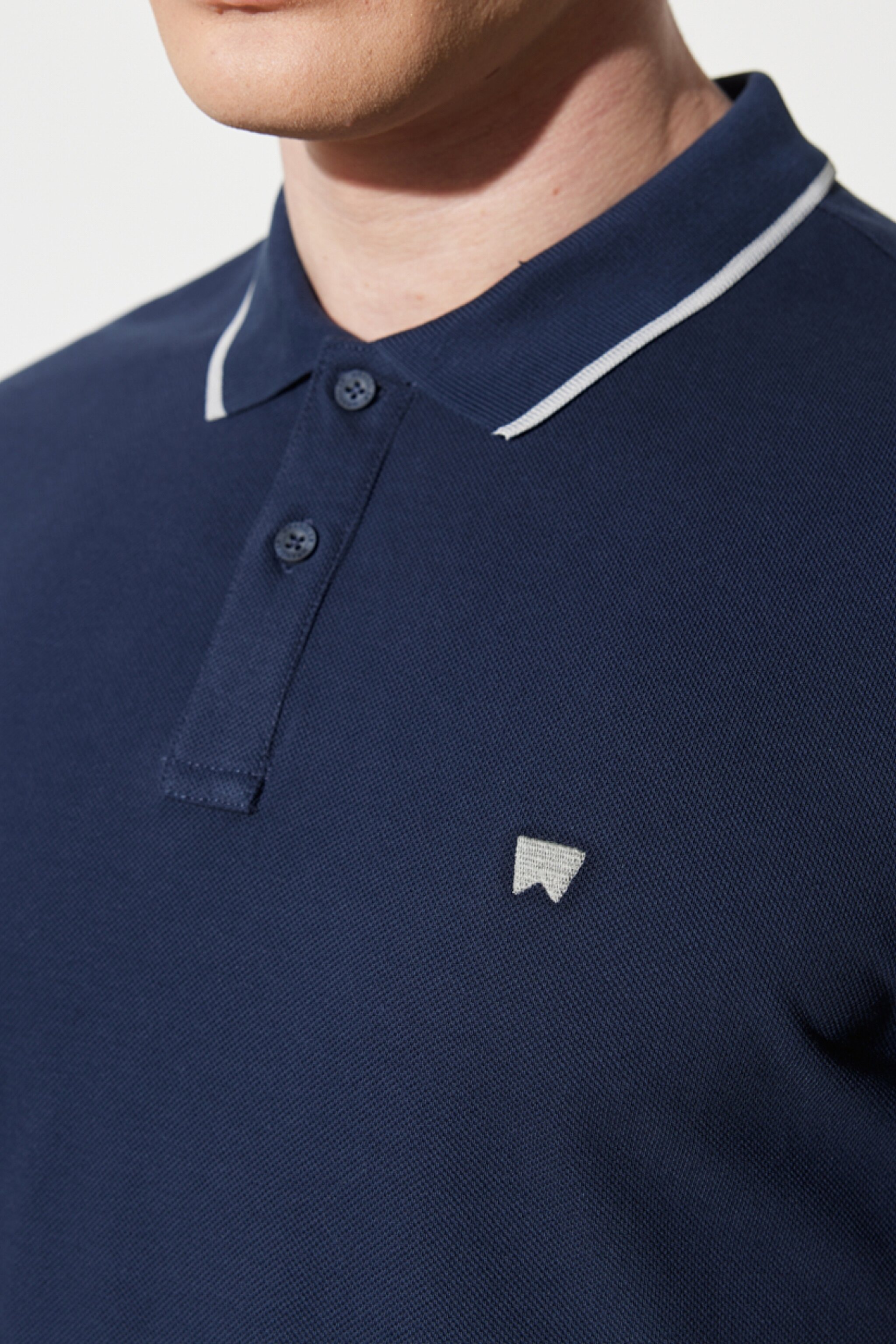 Regular Fit Normal Kesim %100 Pamuk Polo Yaka Lacivert Tişört - Navy-W7BHK4114 (görsel 6)