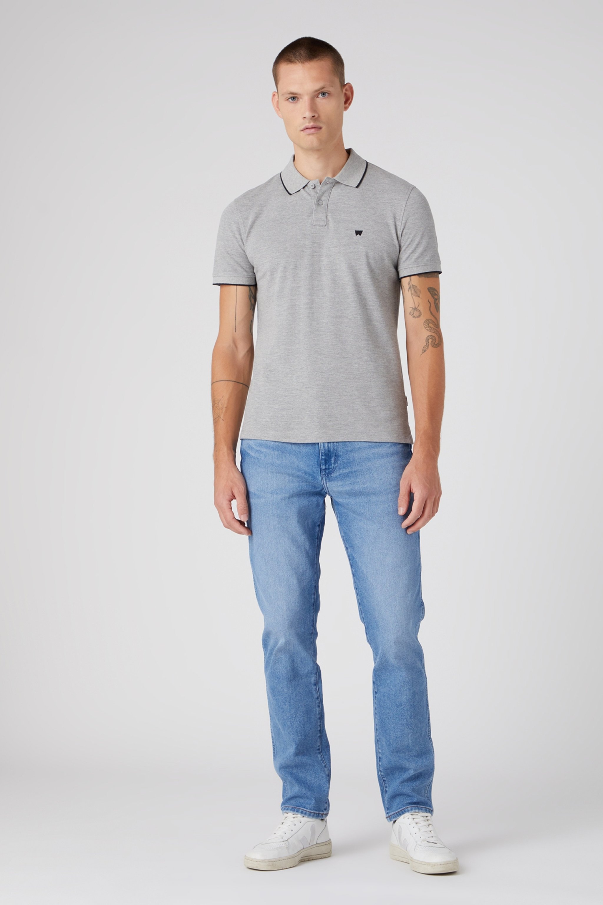 Regular Fit Normal Kesim %100 Pamuk Polo Yaka Gri Melanj Tişört - Mid Grey Melee-W7BHK4X37 (görsel 3)